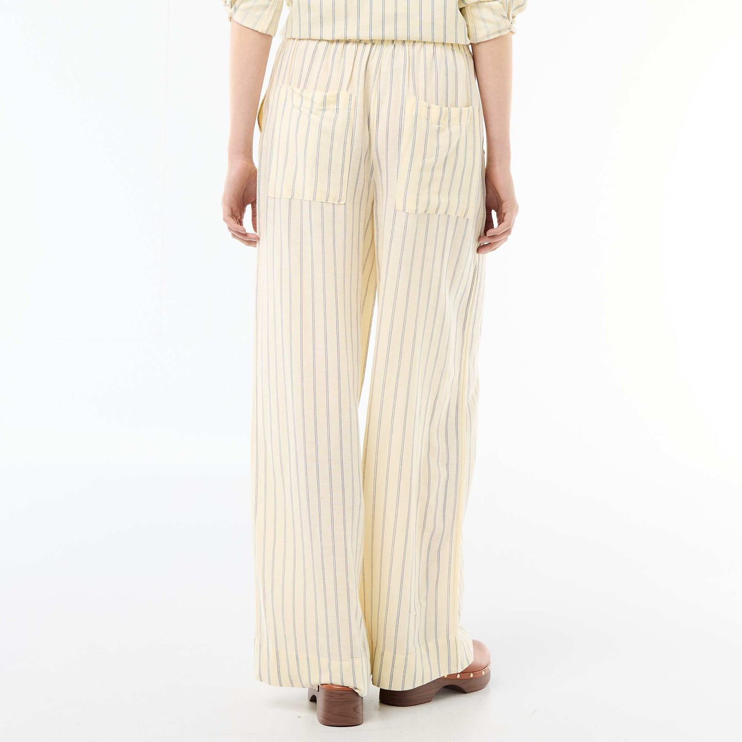 Pantalon Palazzo Femme Chaîne et trame JAUNE