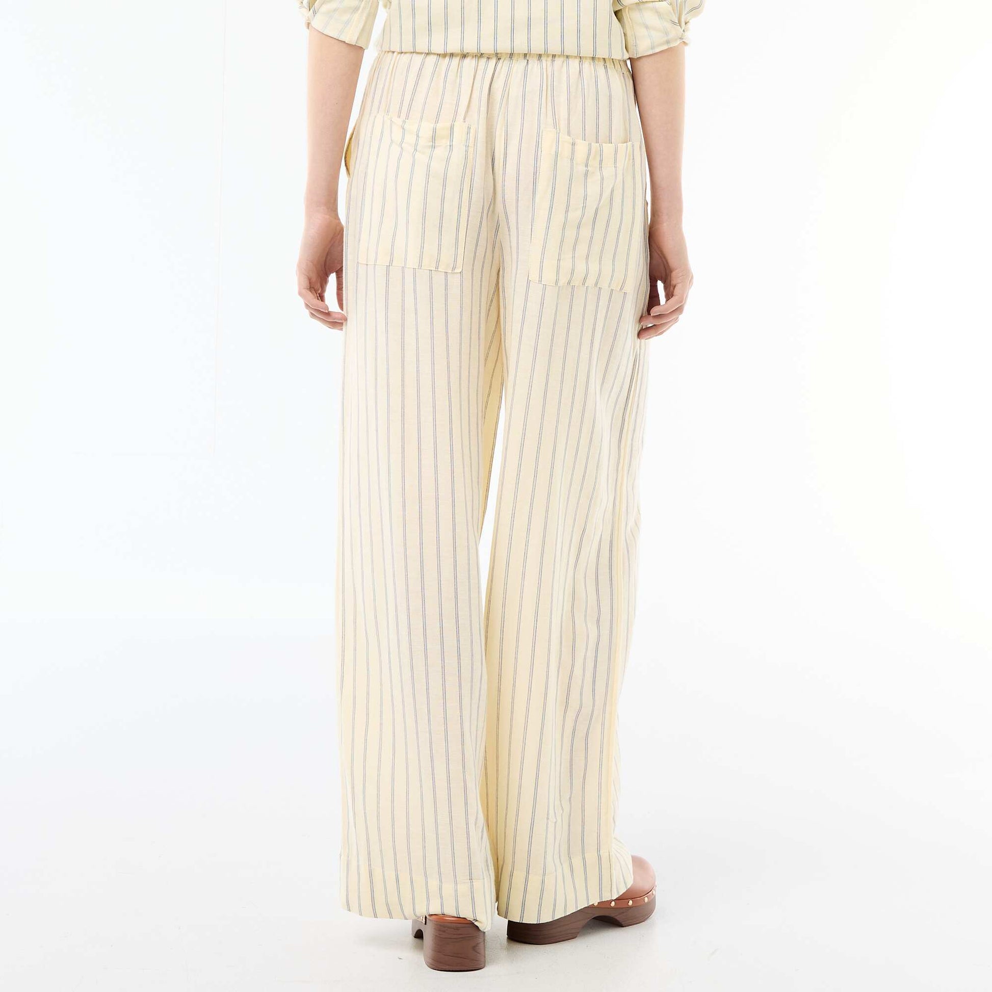 Pantalon Palazzo Femme Chaîne et trame JAUNE