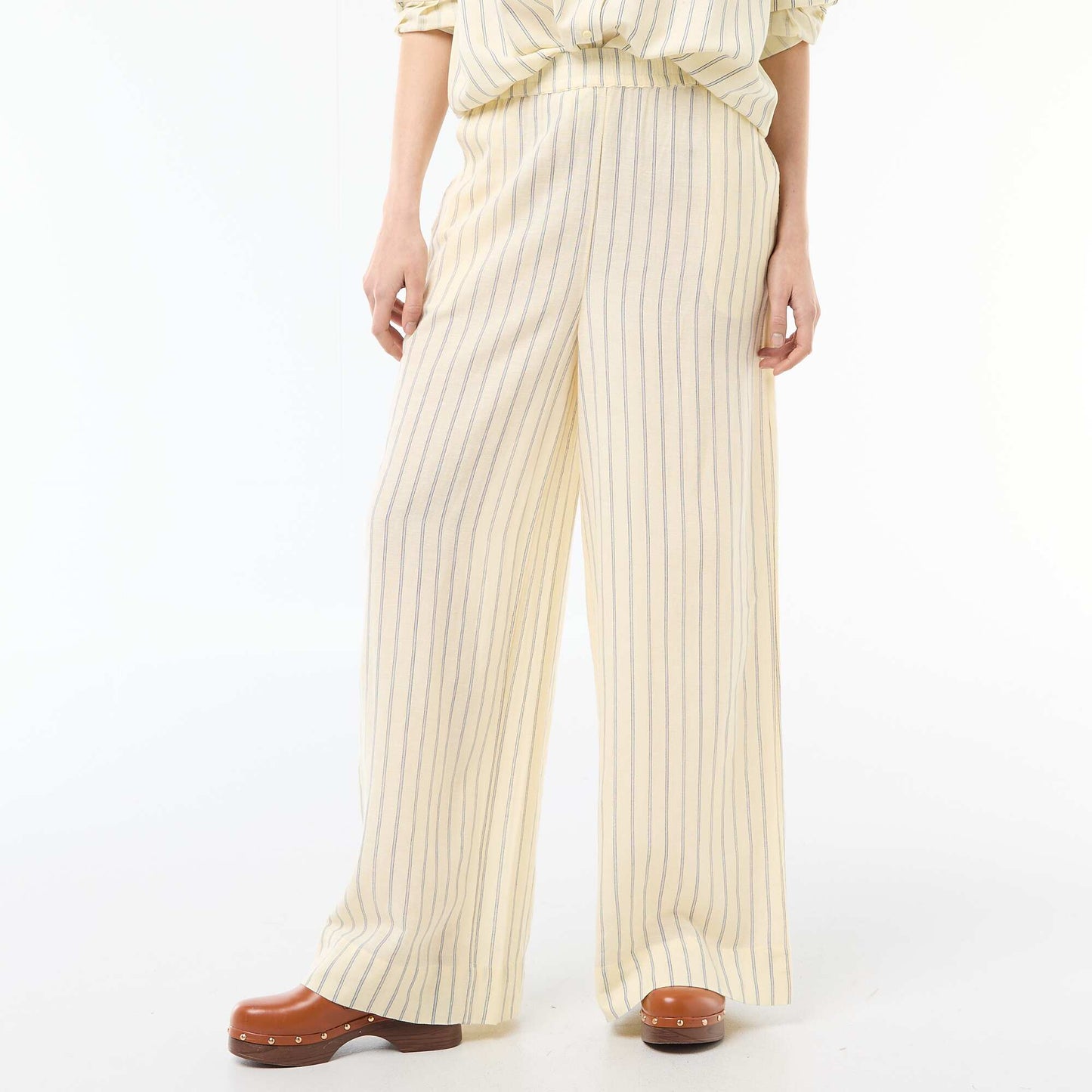 Pantalon Palazzo Femme Chaîne et trame JAUNE
