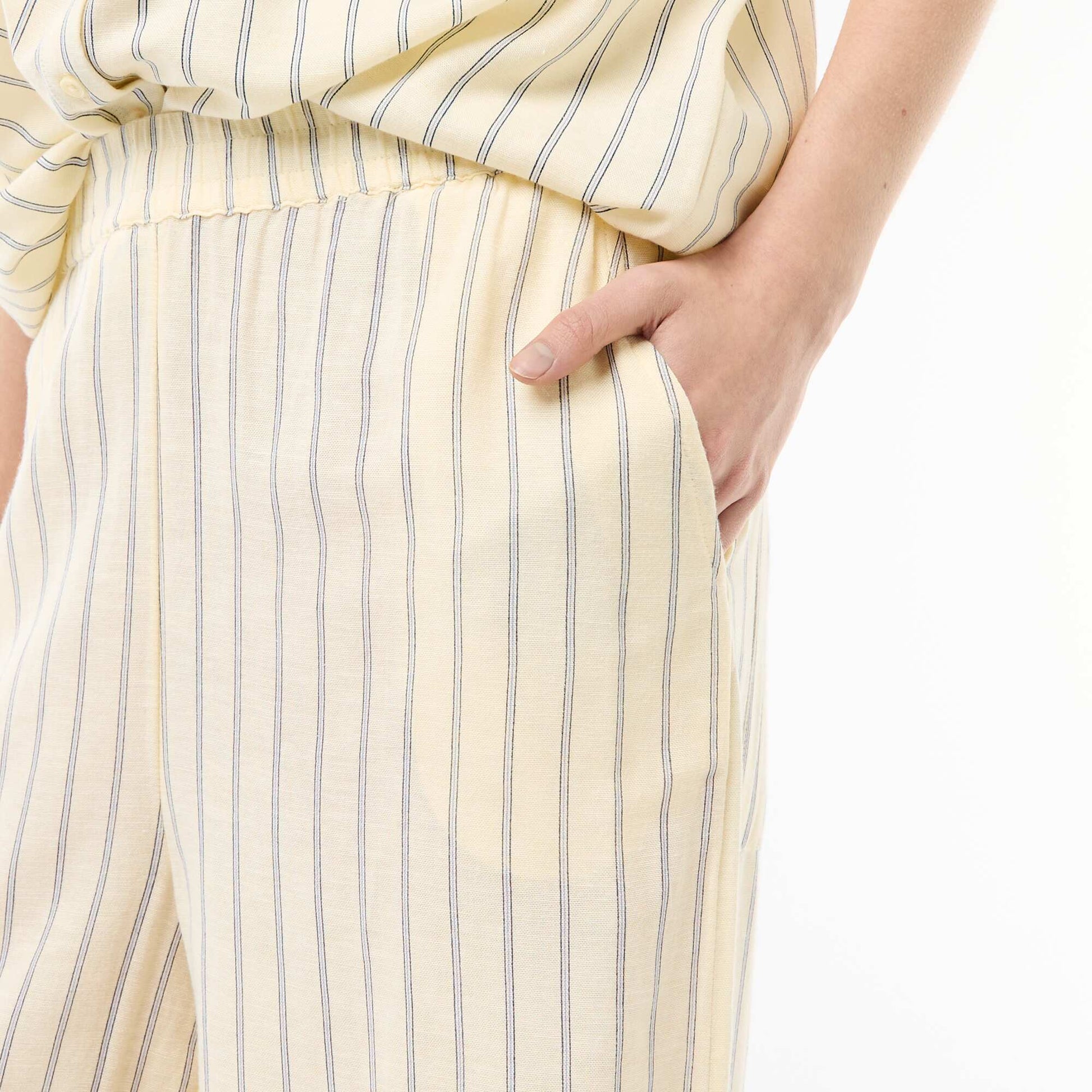 Pantalon Palazzo Femme Chaîne et trame JAUNE