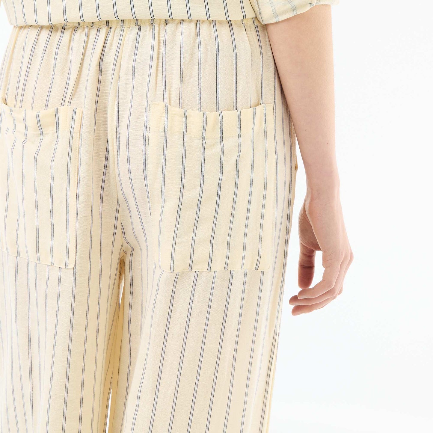 Pantalon Palazzo Femme Chaîne et trame JAUNE
