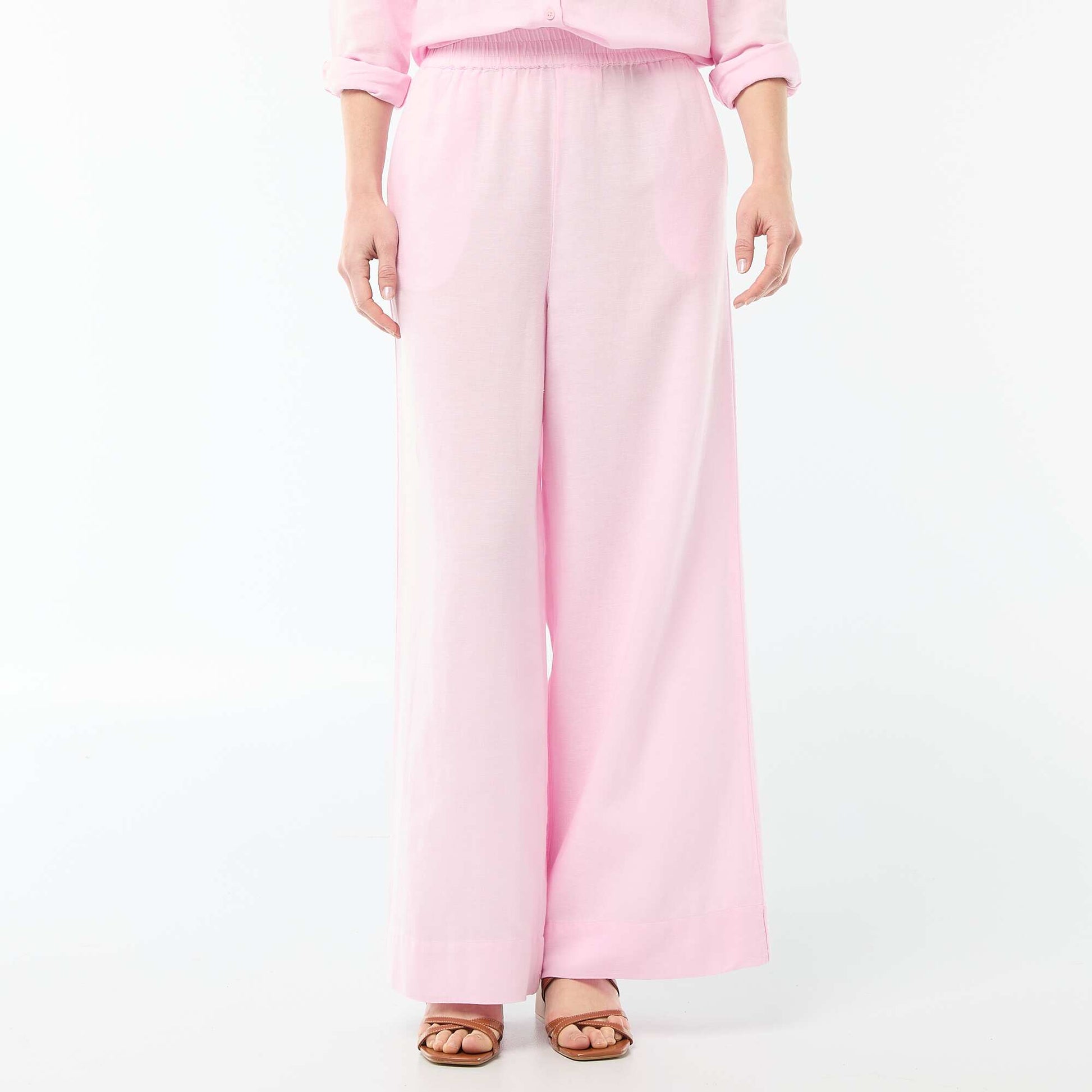 Pantalon Palazzo Femme Chaîne et trame ROSE