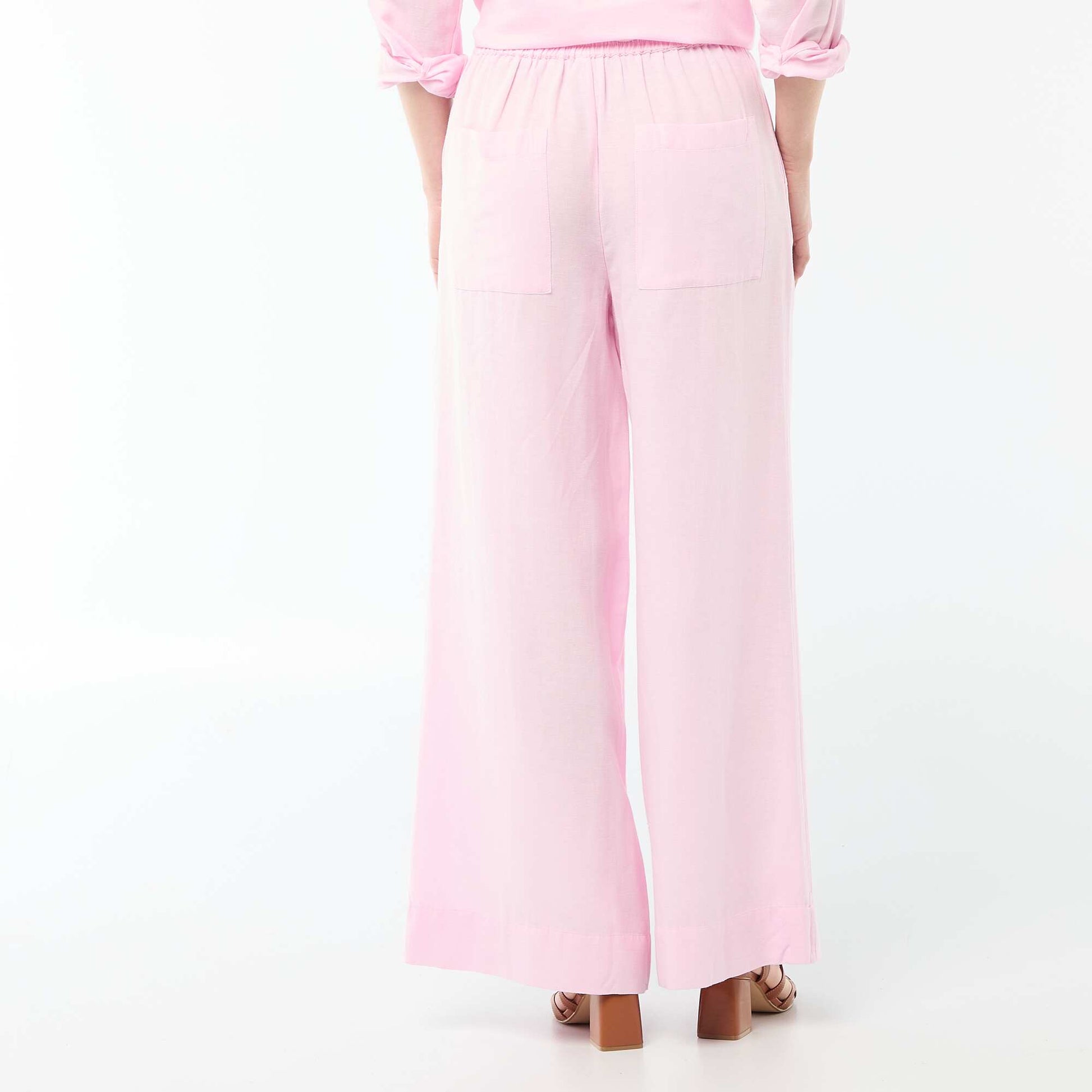 Pantalon Palazzo Femme Chaîne et trame ROSE