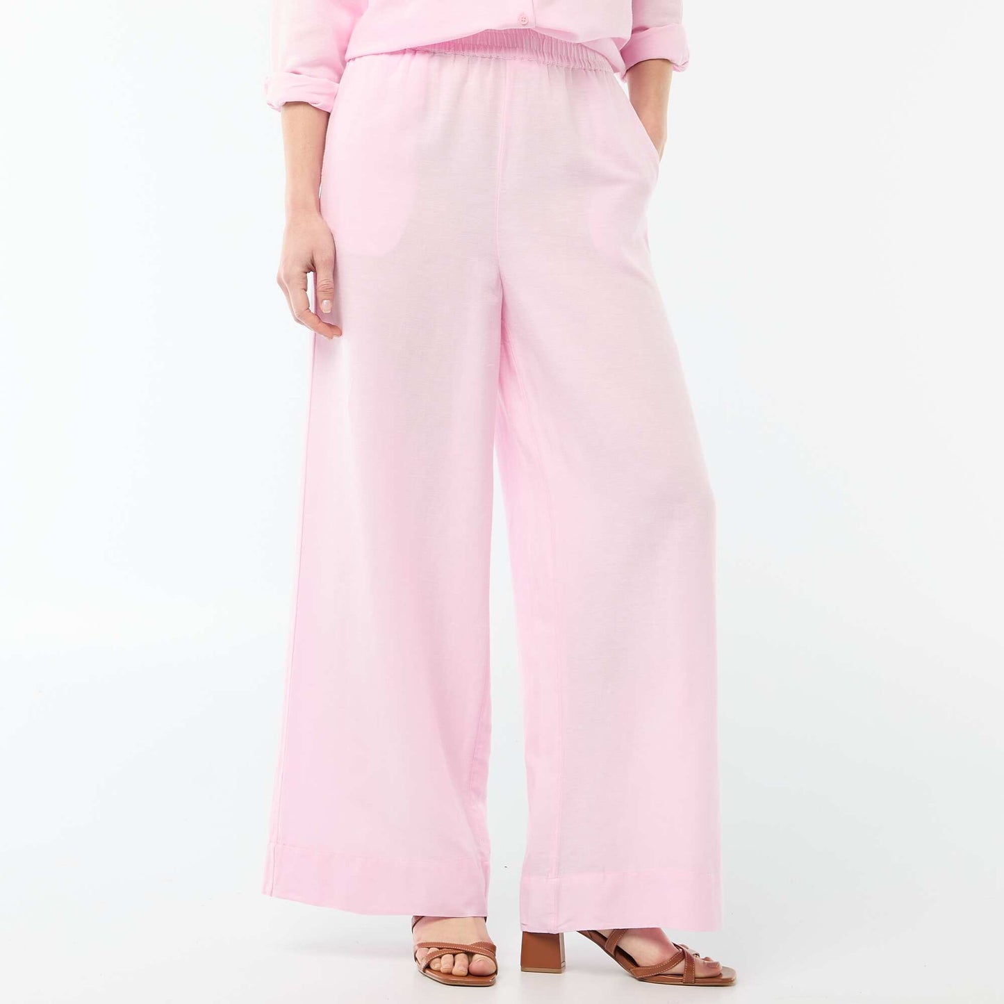 Pantalon Palazzo Femme Chaîne et trame ROSE