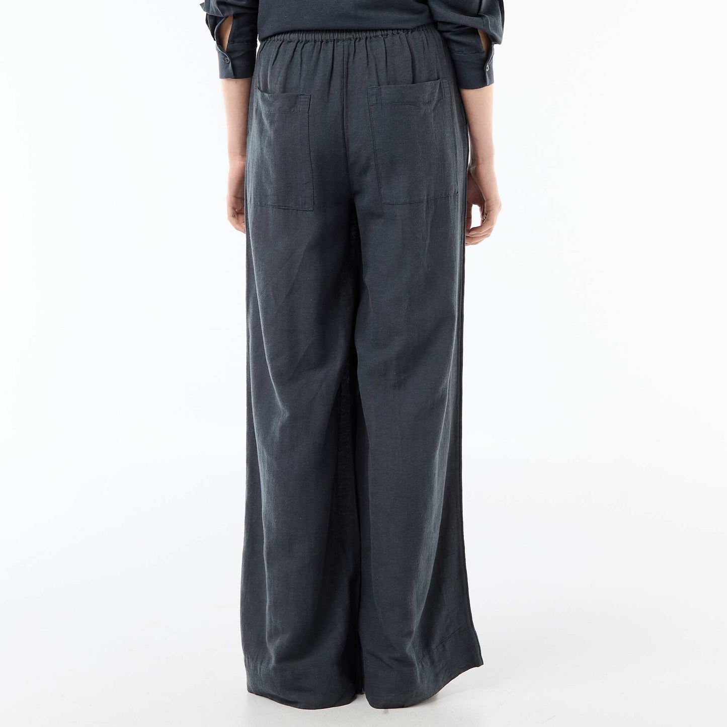 Pantalon Palazzo Femme en Lin Large BLEU