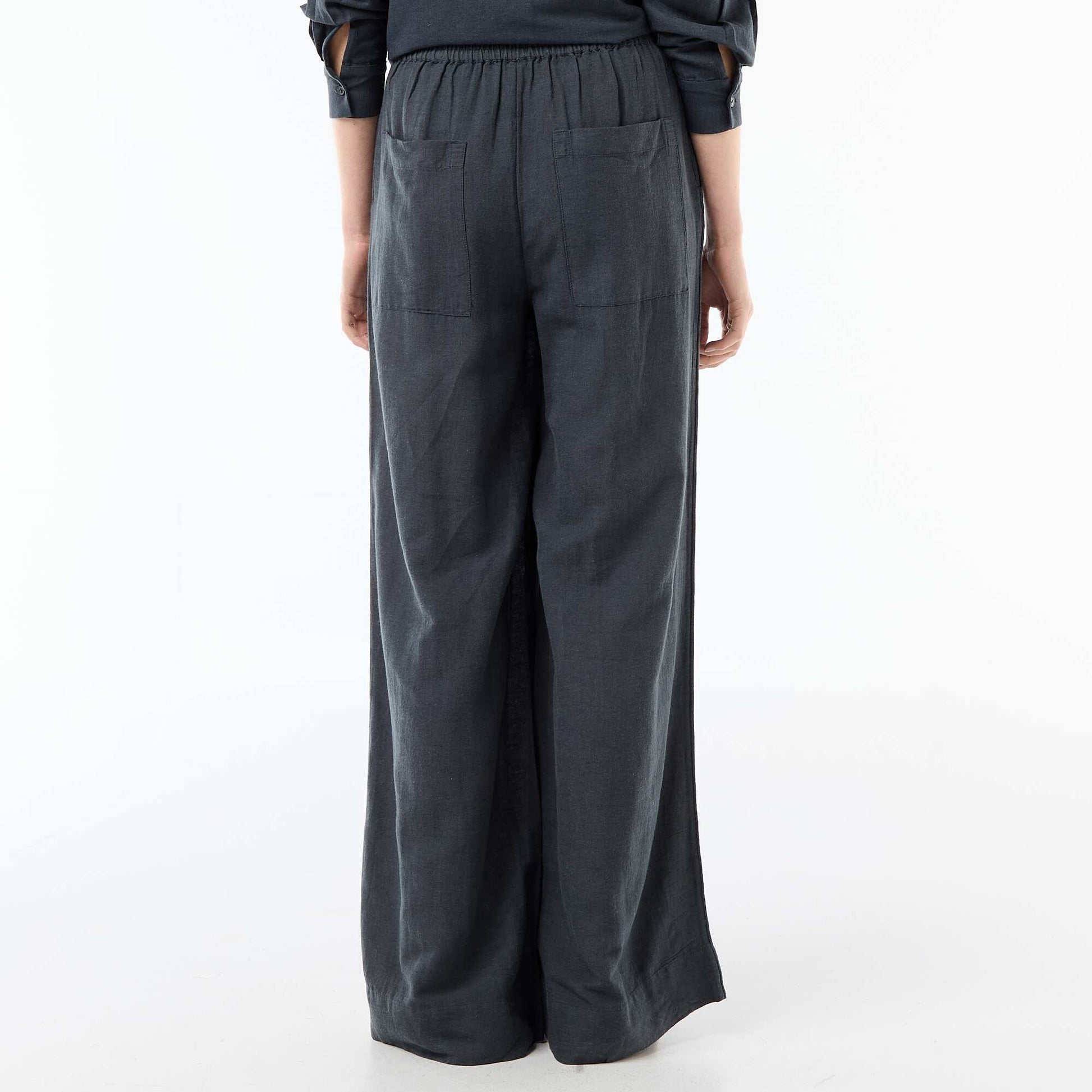 Pantalon Palazzo Femme en Lin Large BLEU