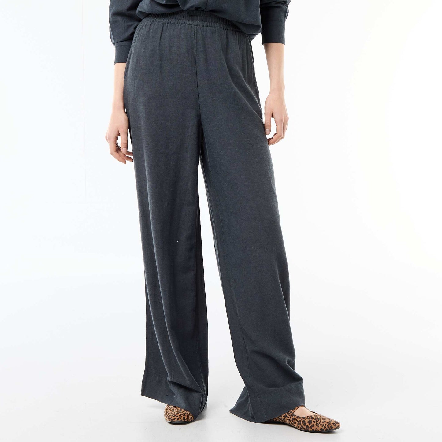 Pantalon Palazzo Femme en Lin Large BLEU