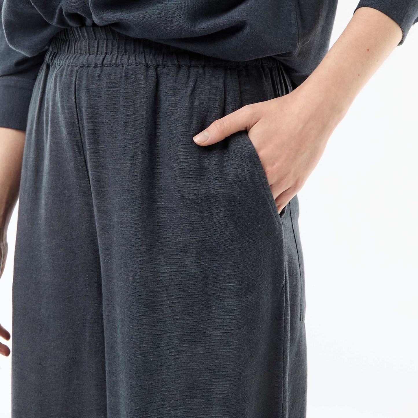 Pantalon Palazzo Femme en Lin Large BLEU