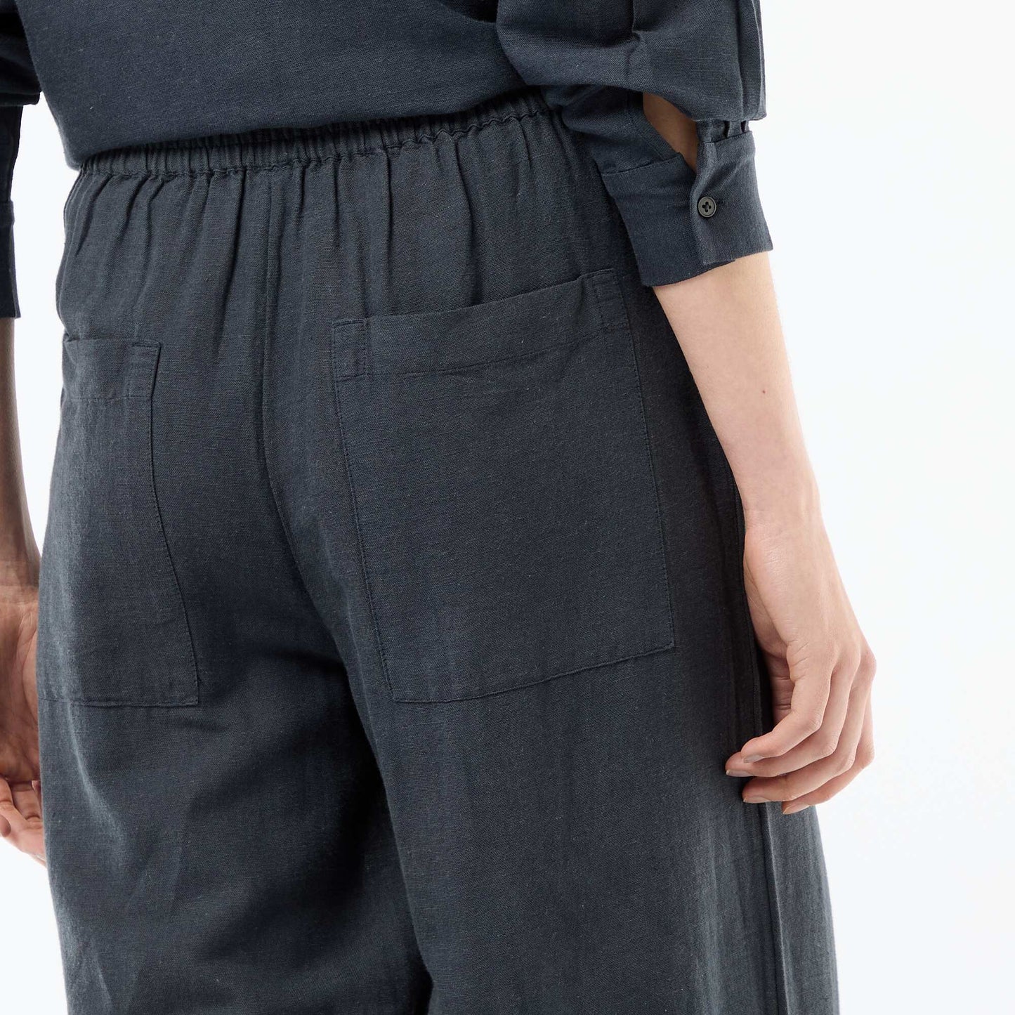 Pantalon Palazzo Femme en Lin Large BLEU