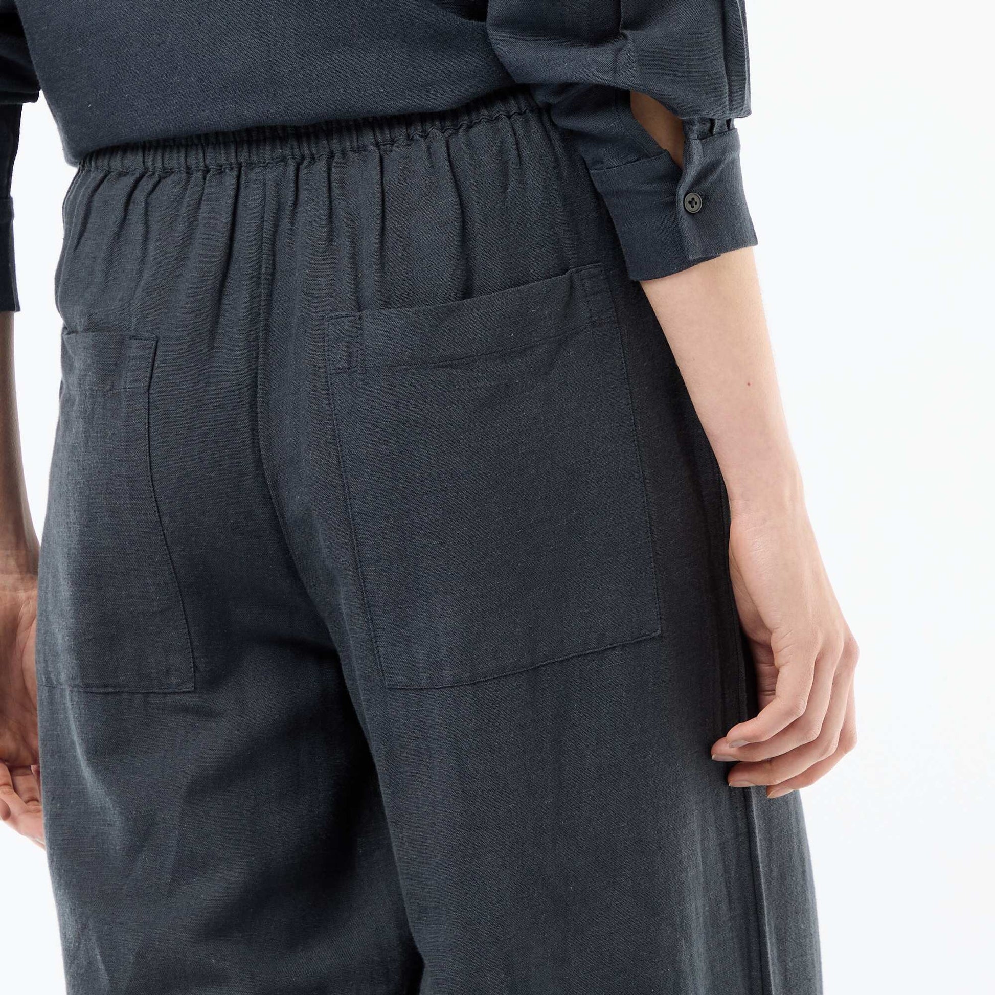 Pantalon Palazzo Femme en Lin Large BLEU