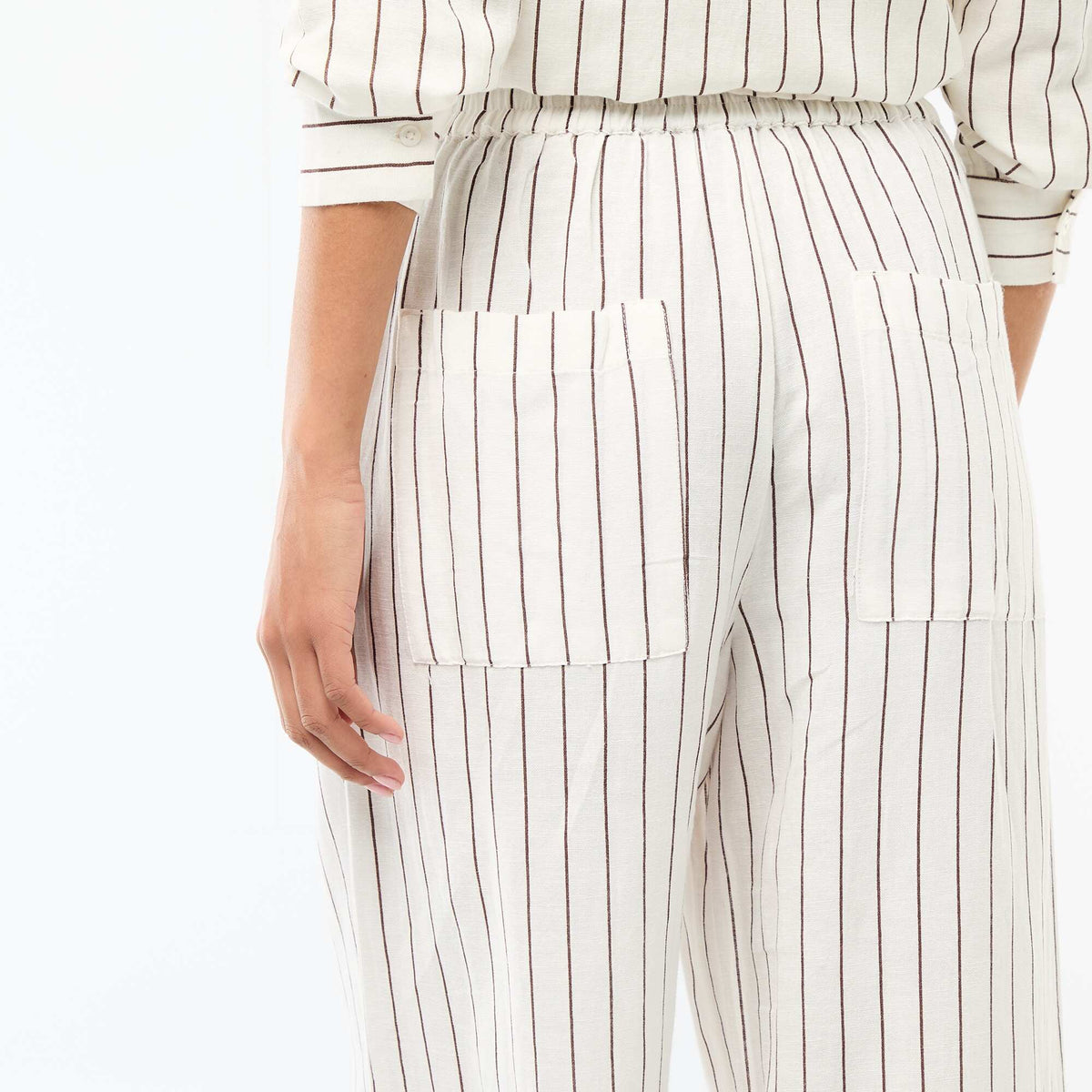 Pantalon palazzo femme en lin léger BLANC