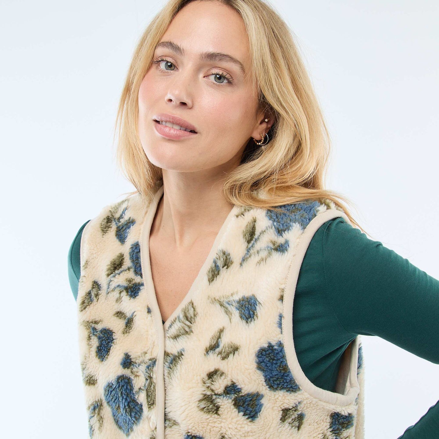 Gilet en sherpa sans manches BEIGE