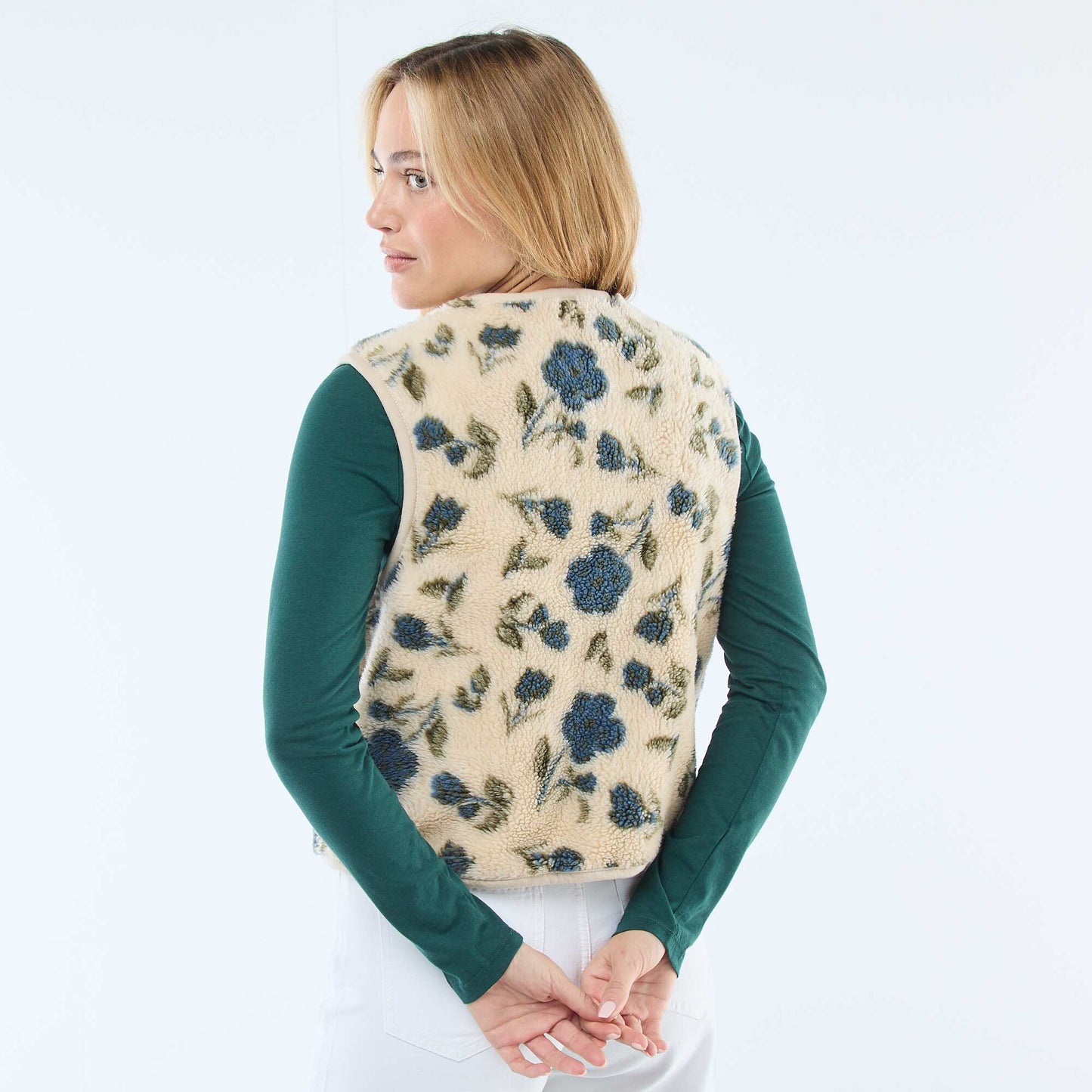 Gilet en sherpa sans manches BEIGE