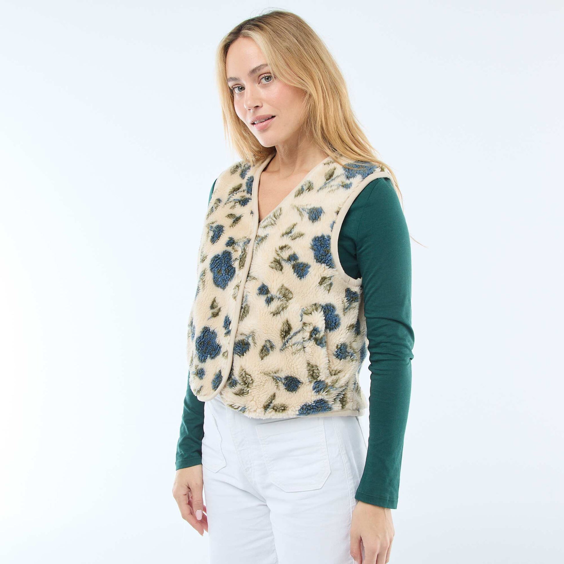 Gilet en sherpa sans manches BEIGE