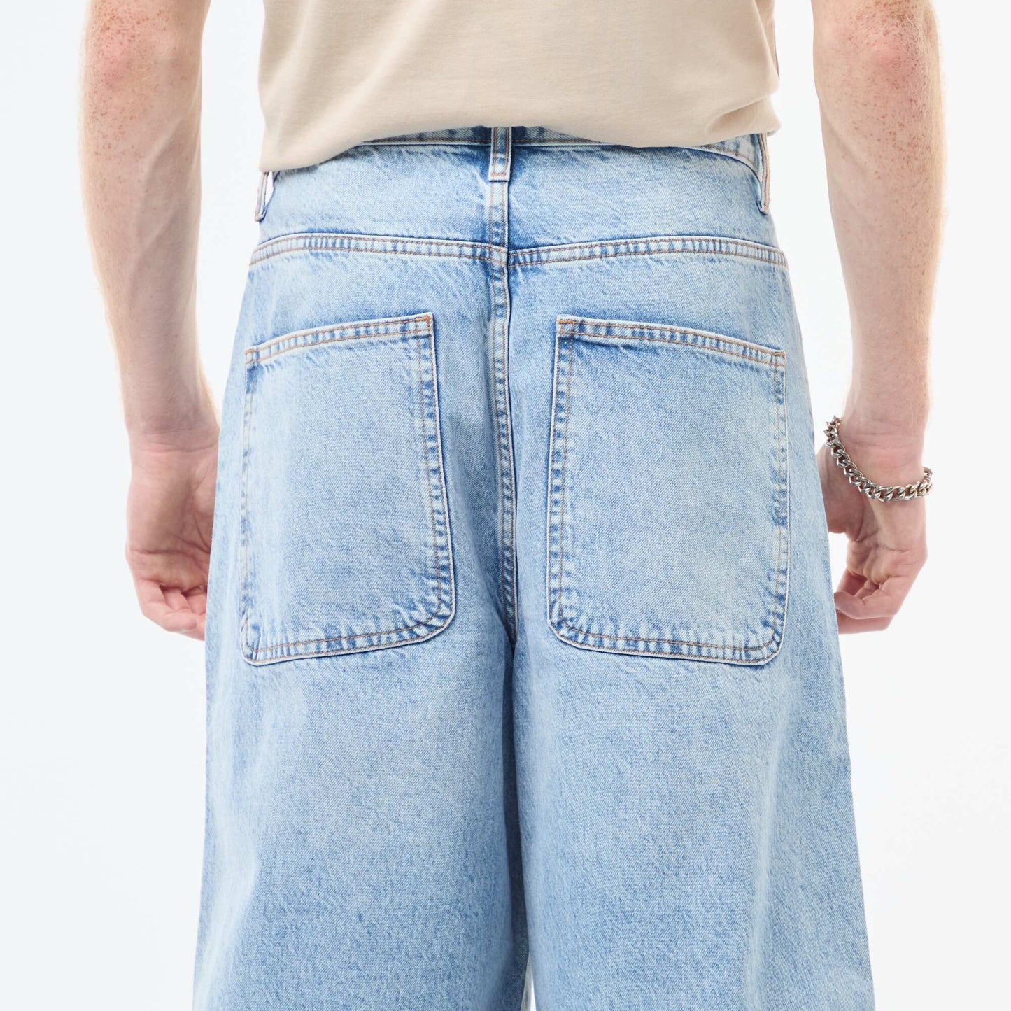 Baggy denim fit en coton BLEU