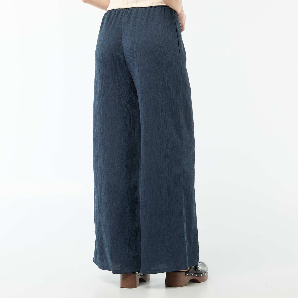 Pantalon large en maille légère femme BLEU