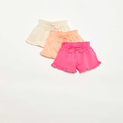 Lot de 3 shorts unis volantés ORANGE