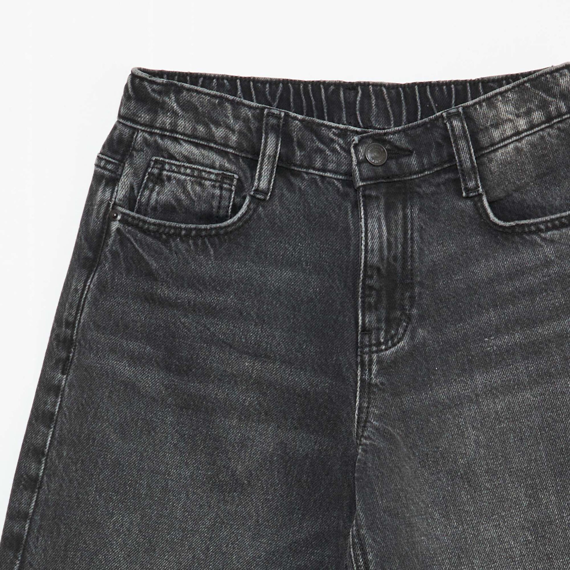 Jean baggy uni 5 poches NOIR