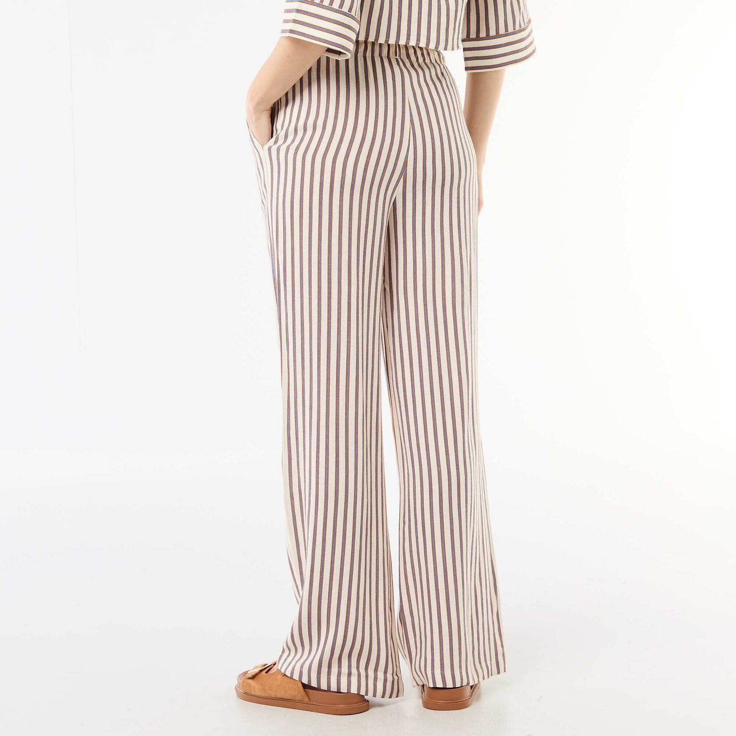 Pantalon femme en lin large BEIGE