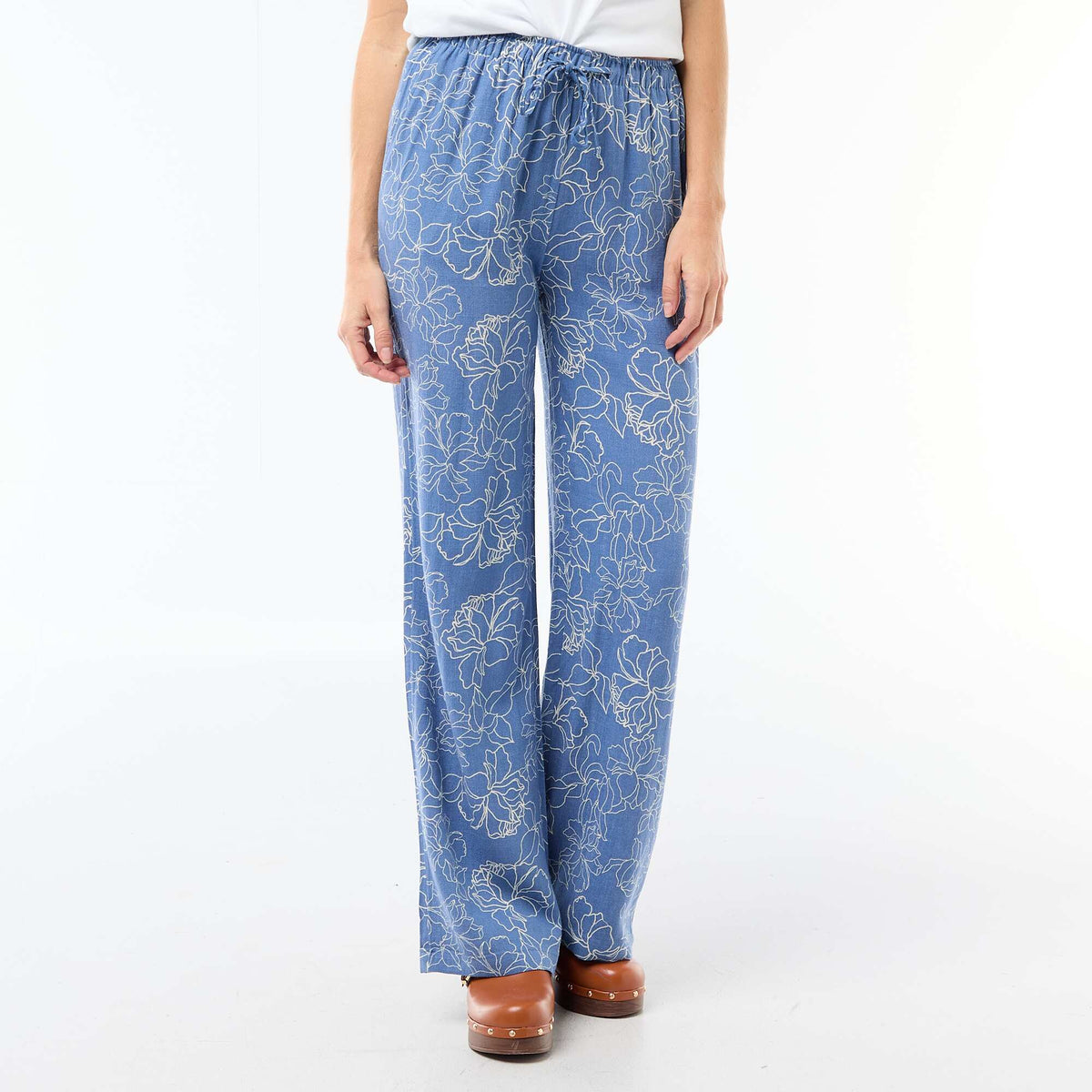 Pantalon en lin avec 2 poches BLEU