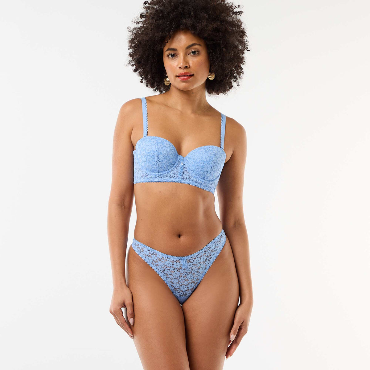 Soutien-gorge bustier en dentelle BLEU