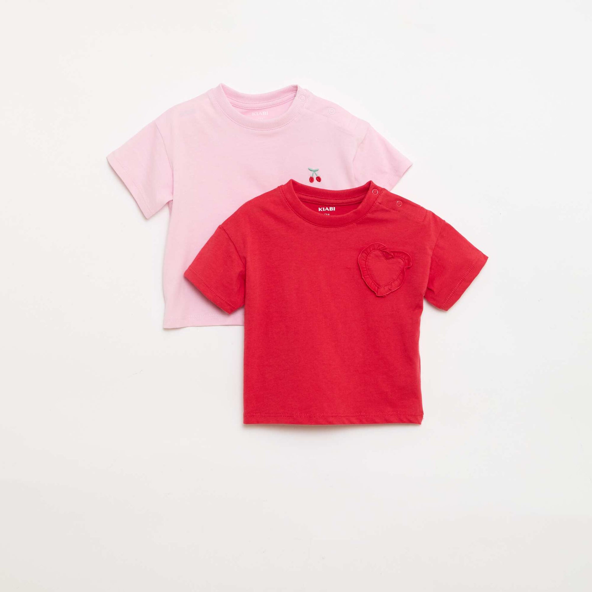 Lot de 2 T-shirts avec détail poitrine ROSE
