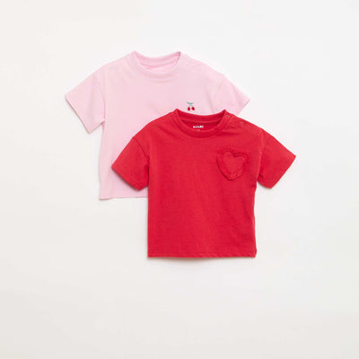 Lot de 2 T-shirts avec détail poitrine ROSE