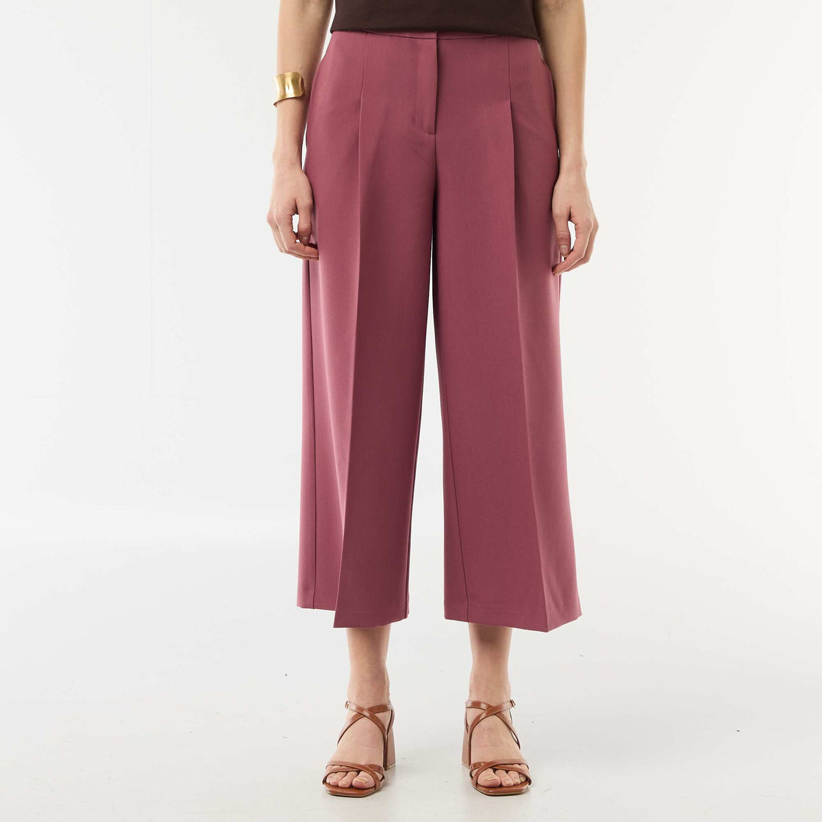Pantalon slim femme en chaîne et trame ROUGE