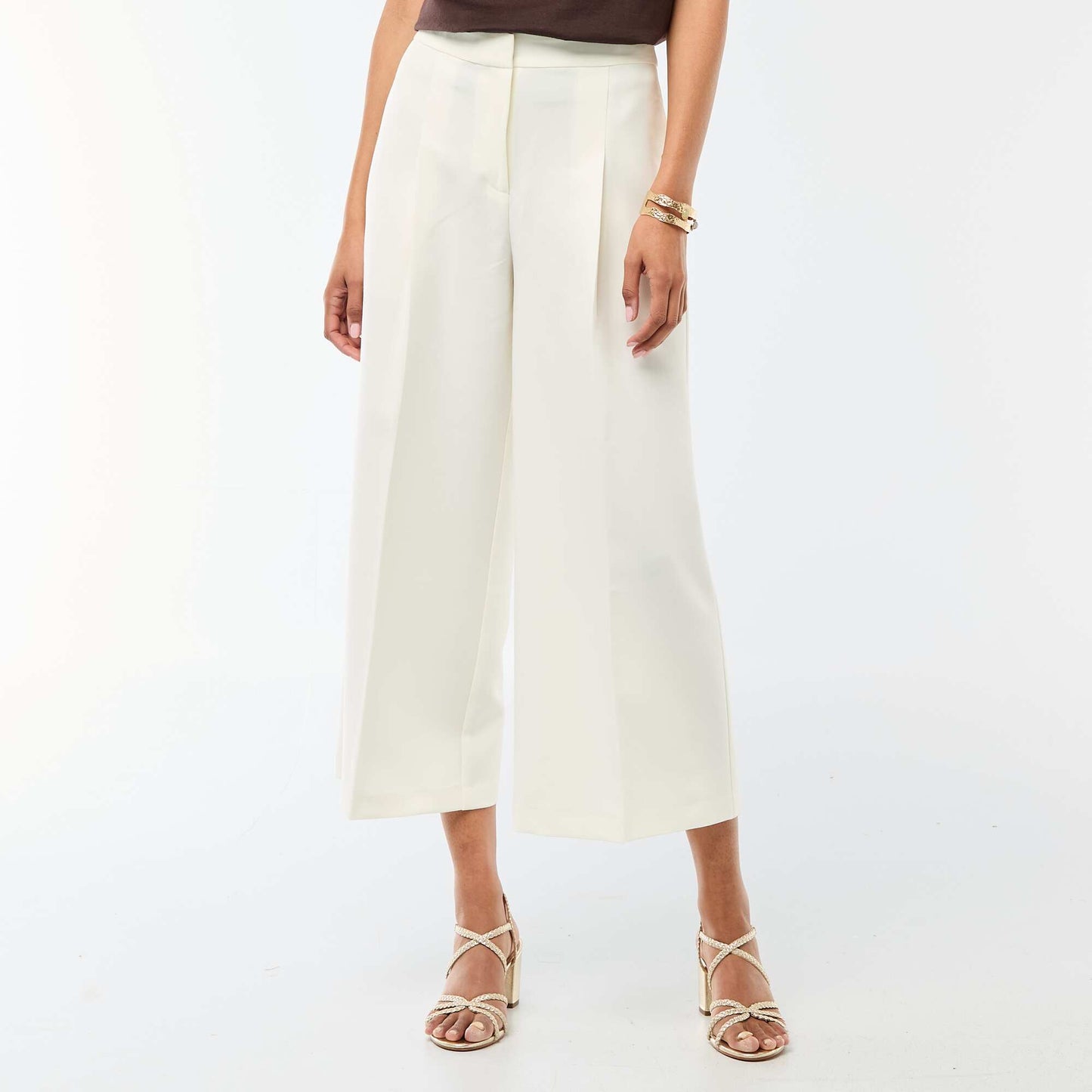 Pantalon slim femme en chaîne et trame lourd BLANC