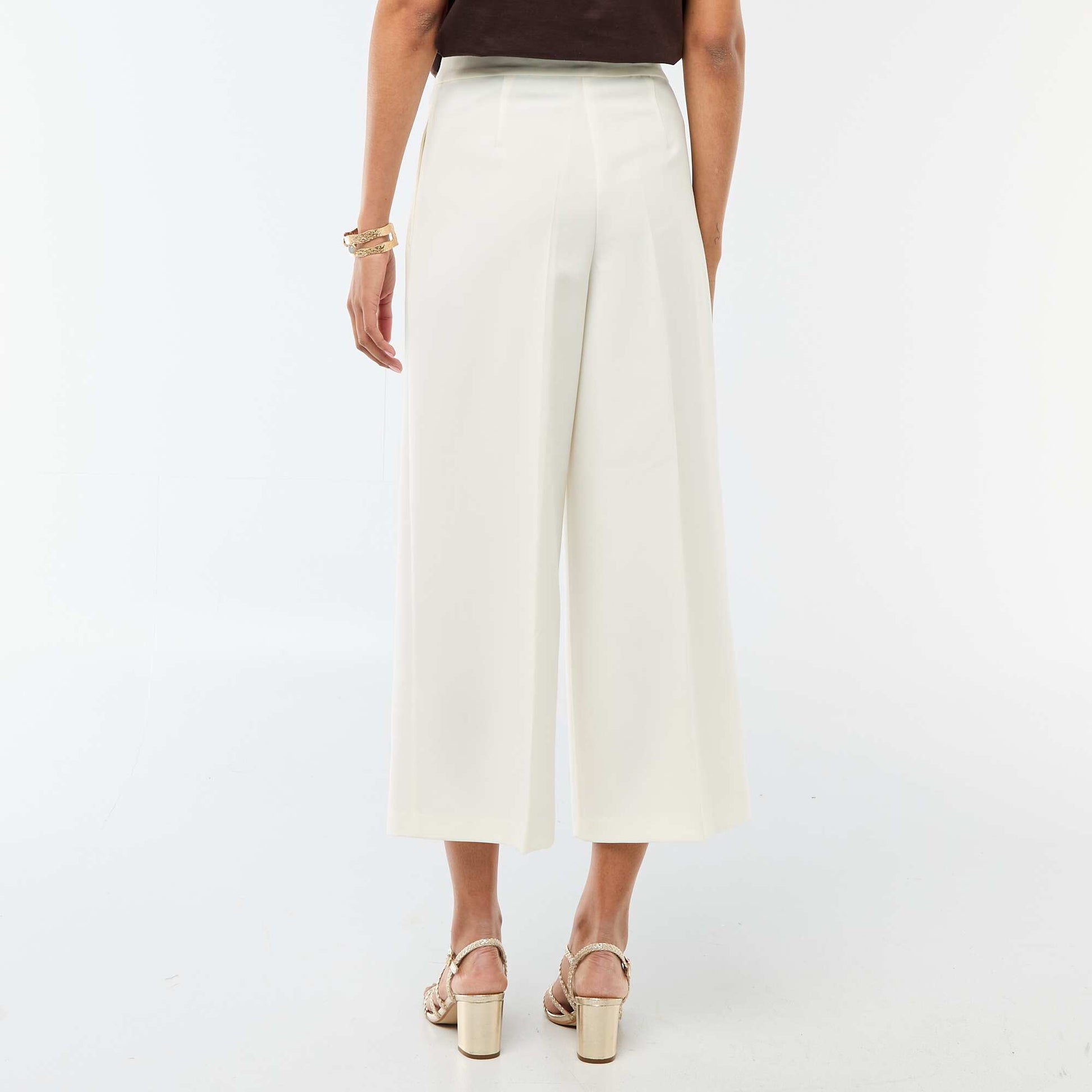 Pantalon slim femme en chaîne et trame lourd BLANC