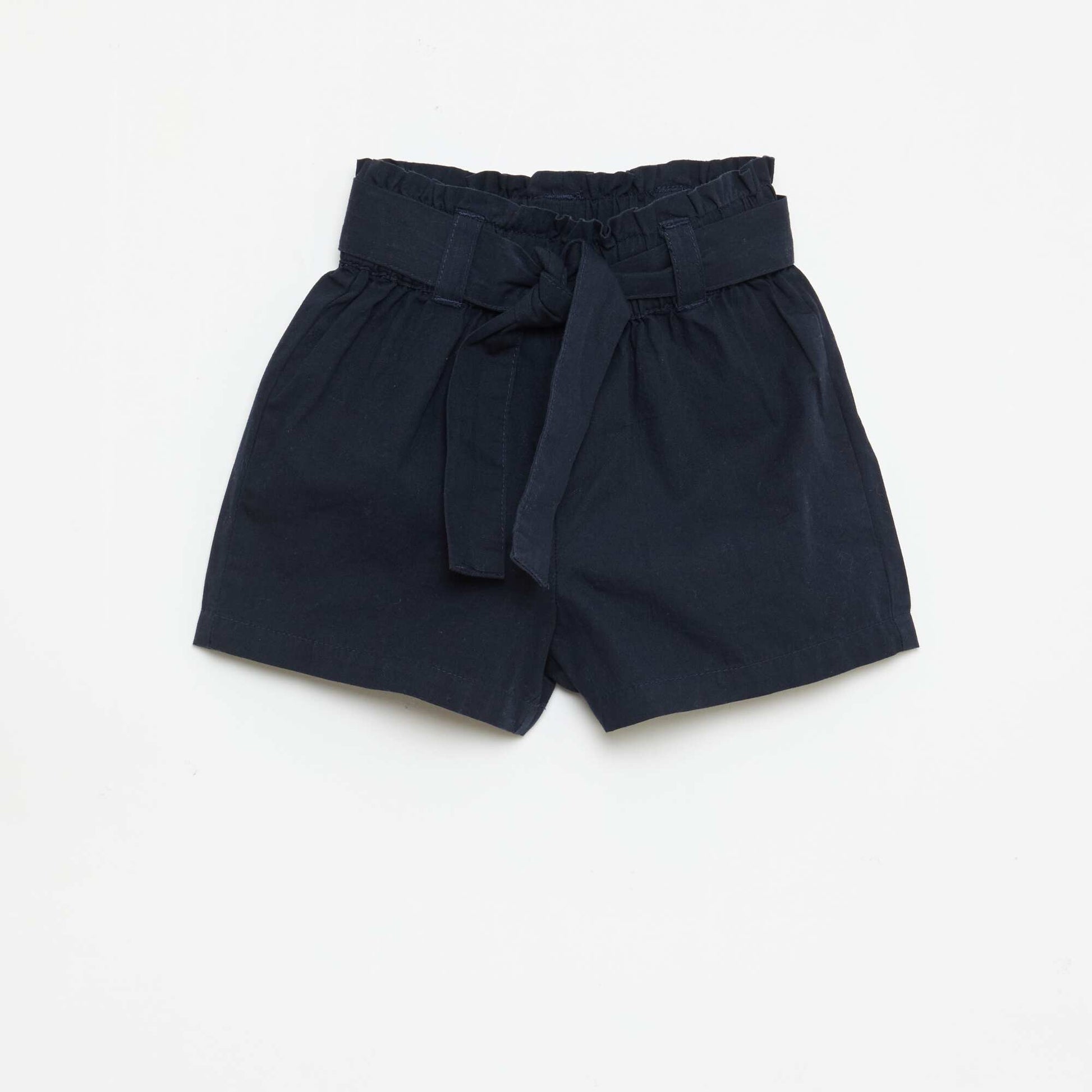 Short en popeline avec ceinture à nouer BLEU