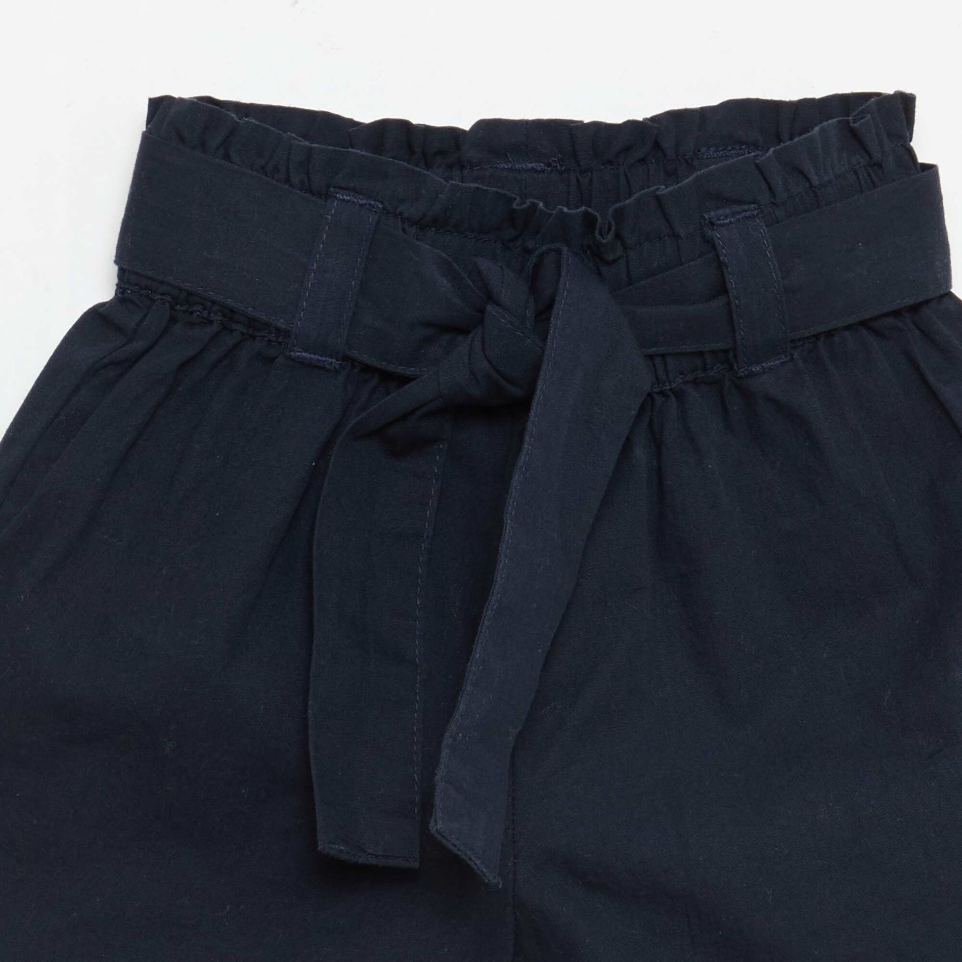 Short en popeline avec ceinture à nouer BLEU