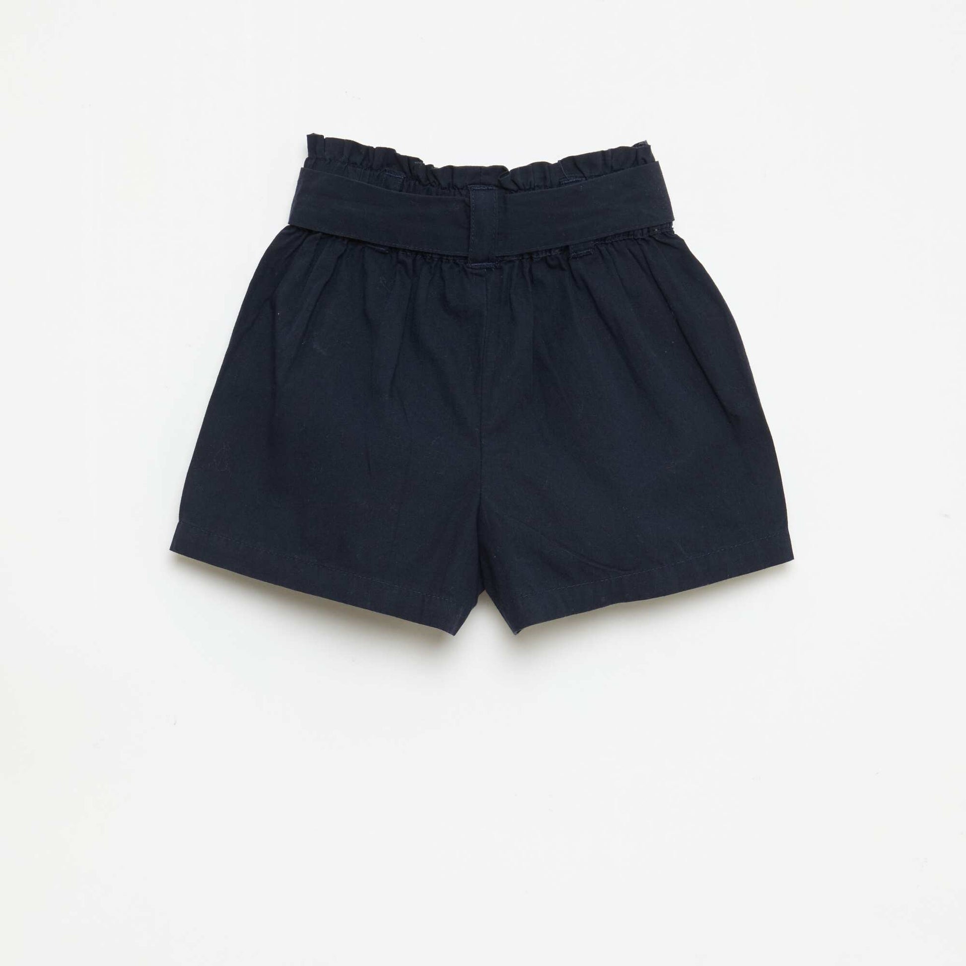 Short en popeline avec ceinture à nouer BLEU