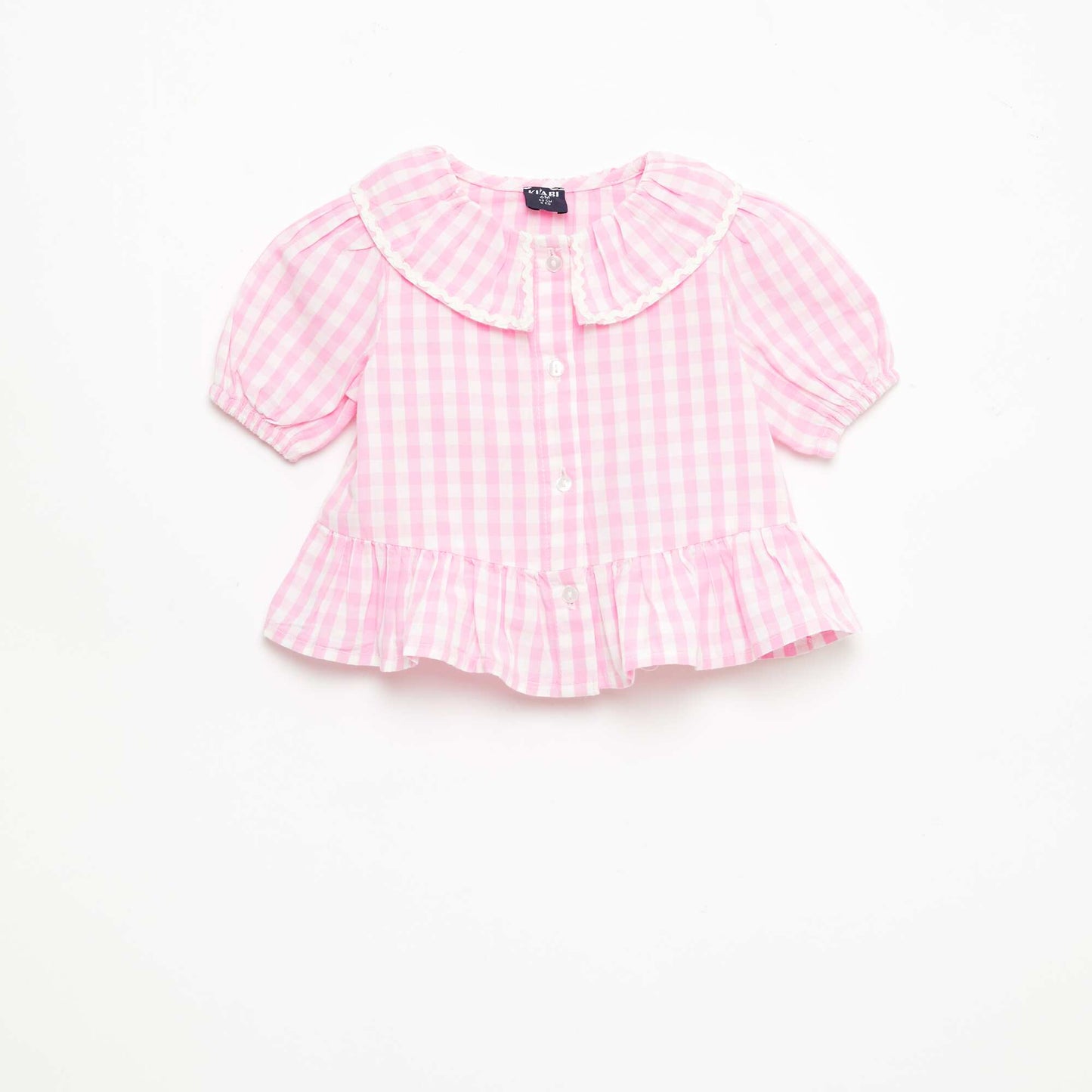 Blouse col Claudine avec volants ROSE