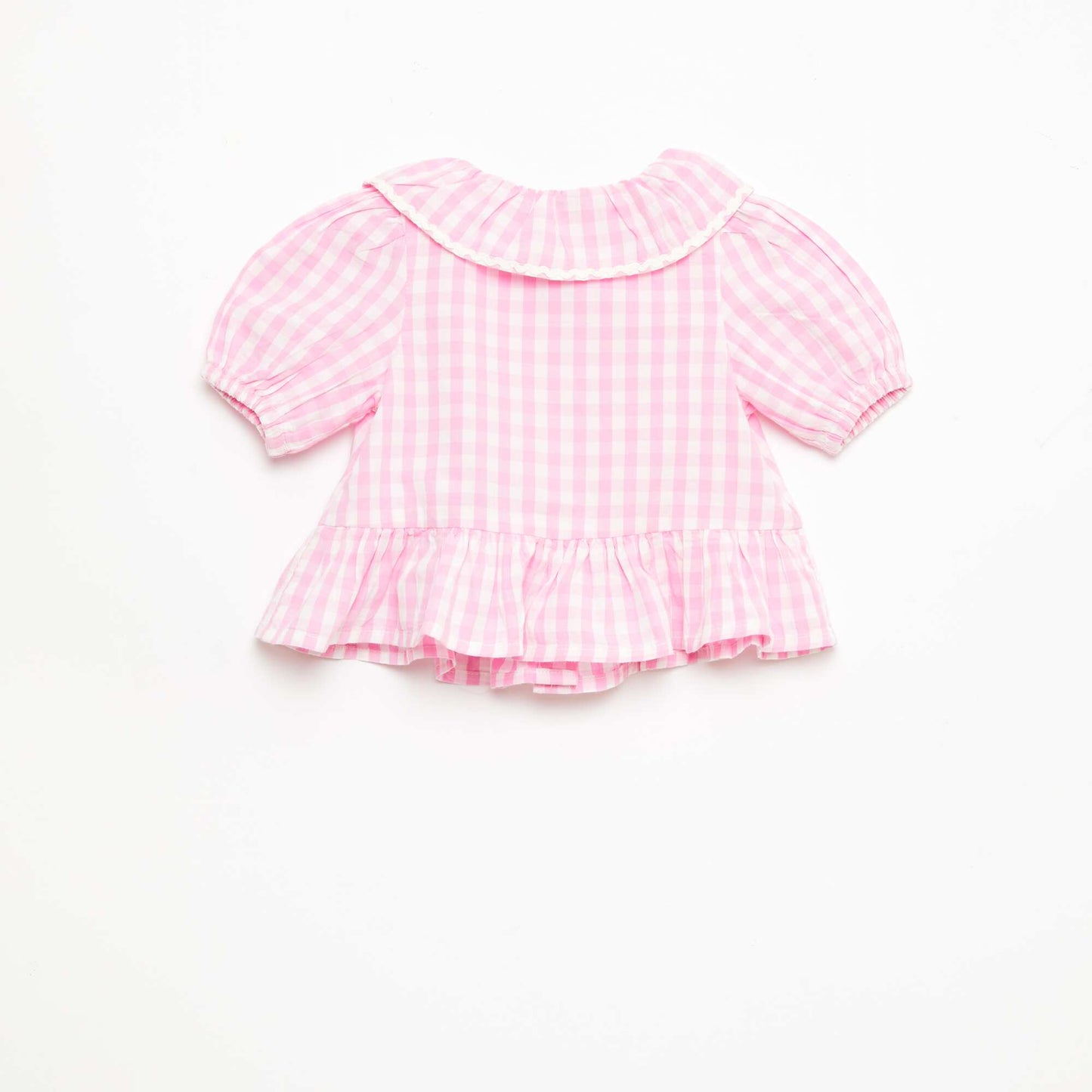 Blouse col Claudine avec volants ROSE