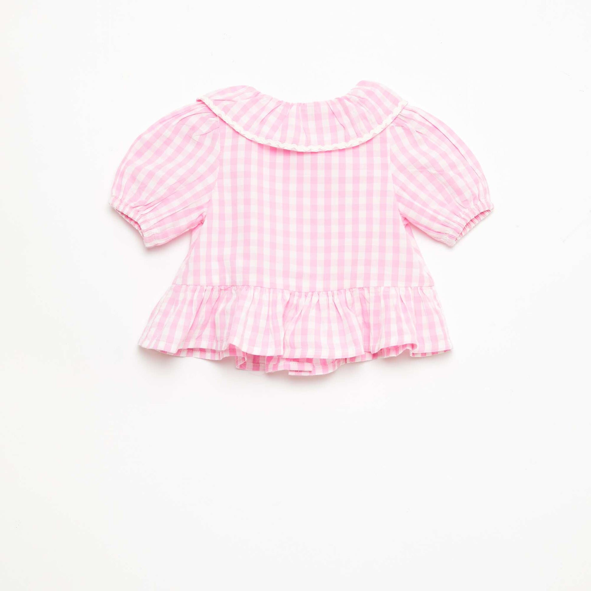 Blouse col Claudine avec volants ROSE