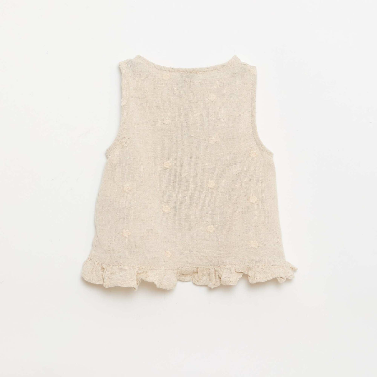 Blouse brodée sans manches BEIGE