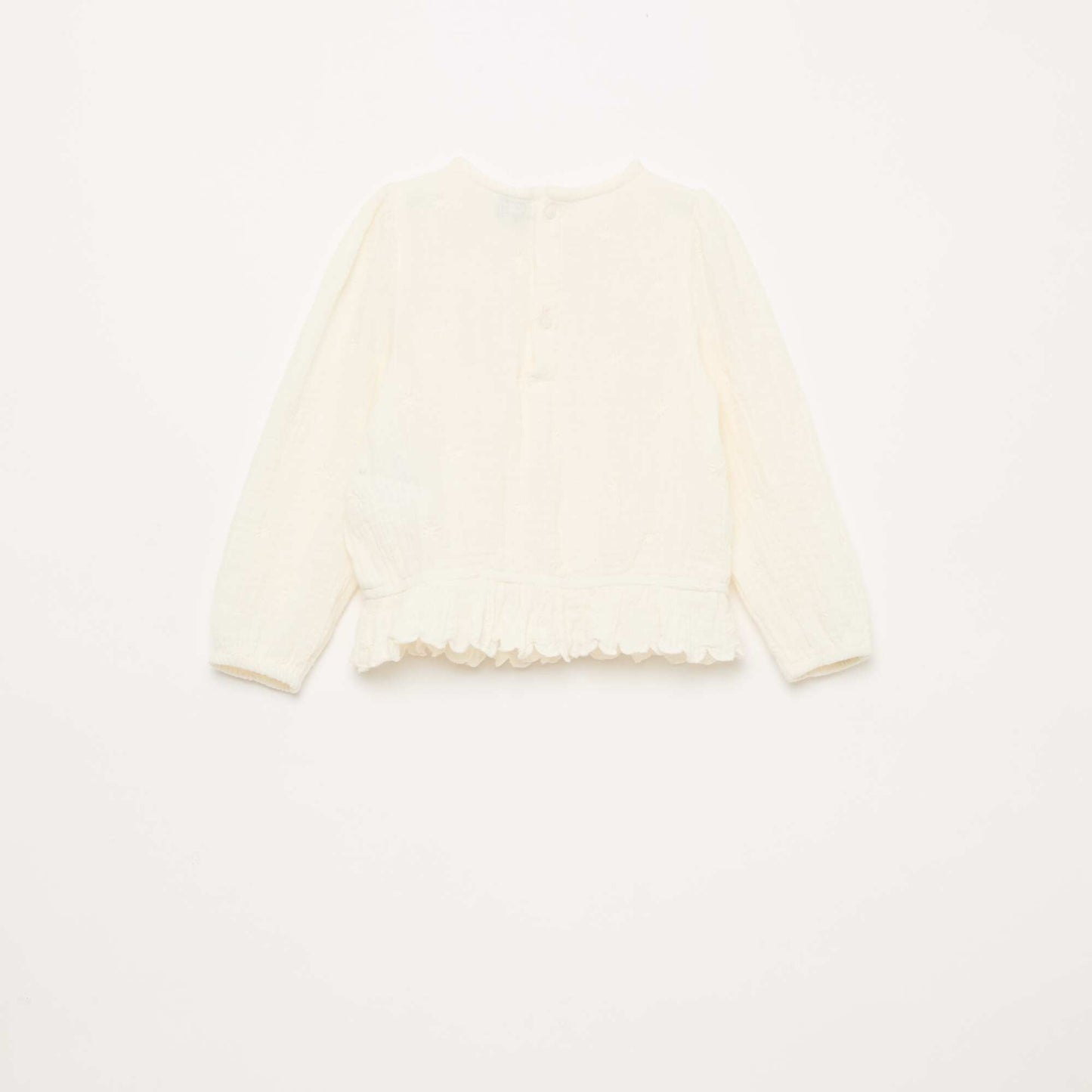 Blouse en gaze de coton avec broderies et dentelle BLANC