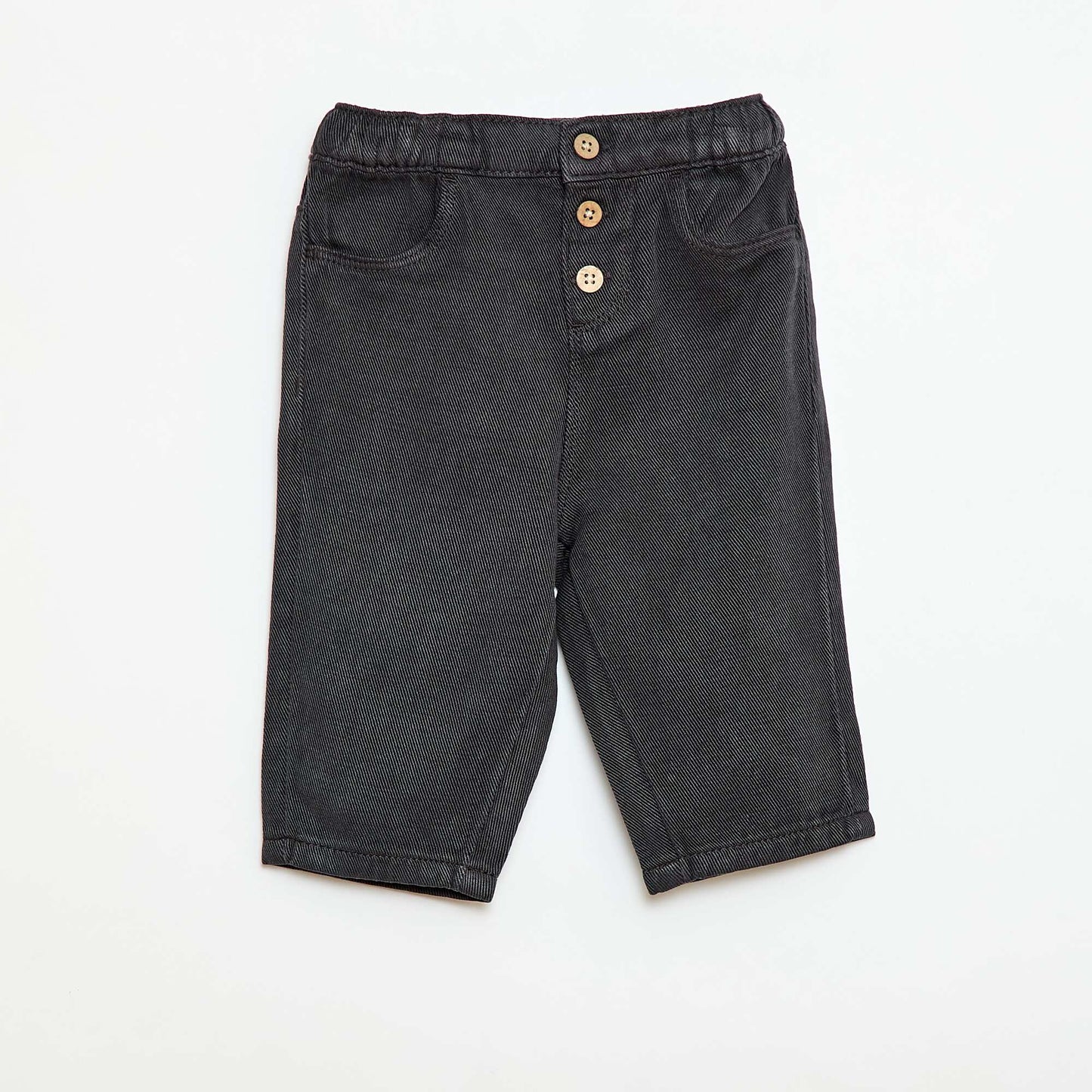 Pantalon uni en matière douce avec coupe relax fit NOIR