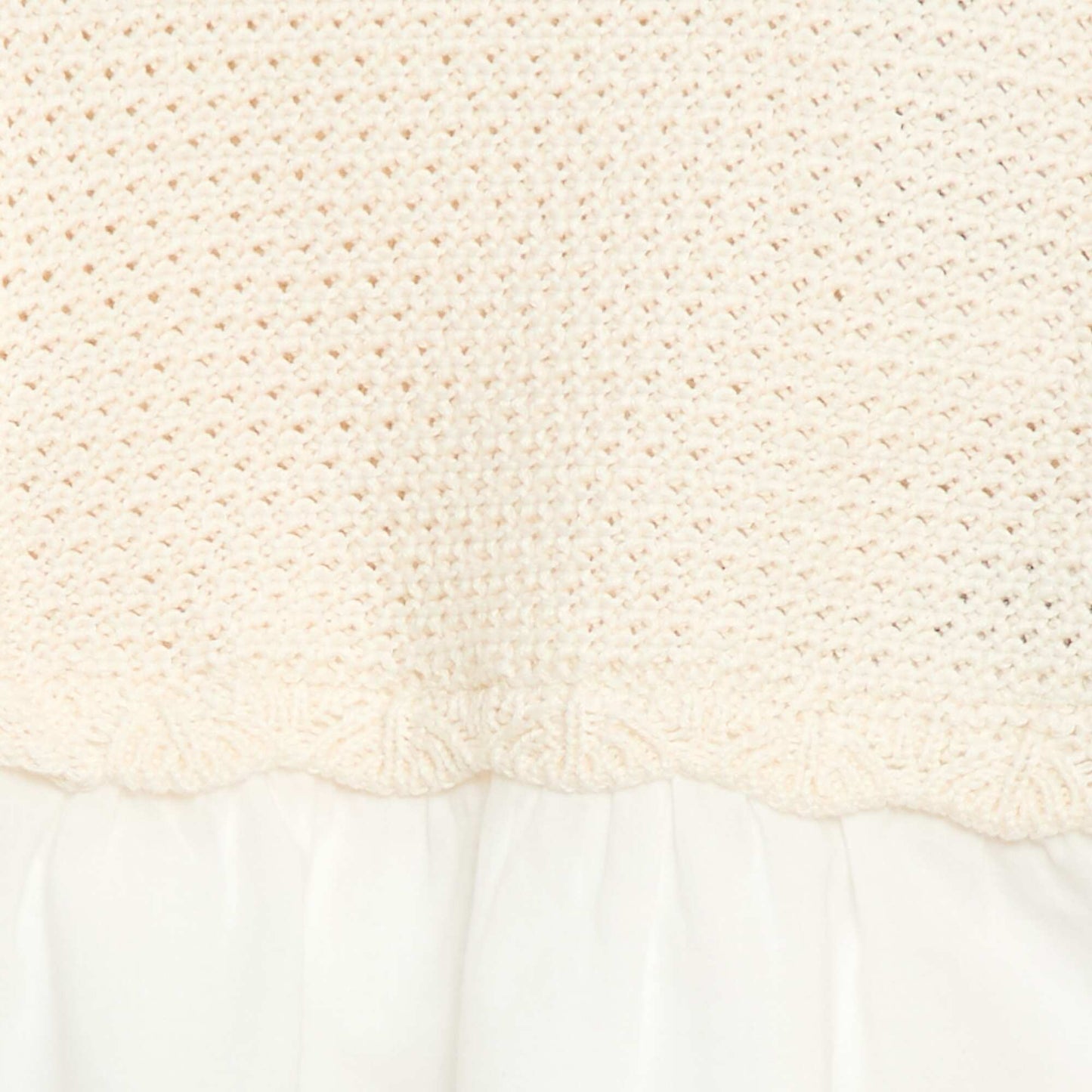 Pull 2 en 1 maille tricot + double gaze de coton BEIGE