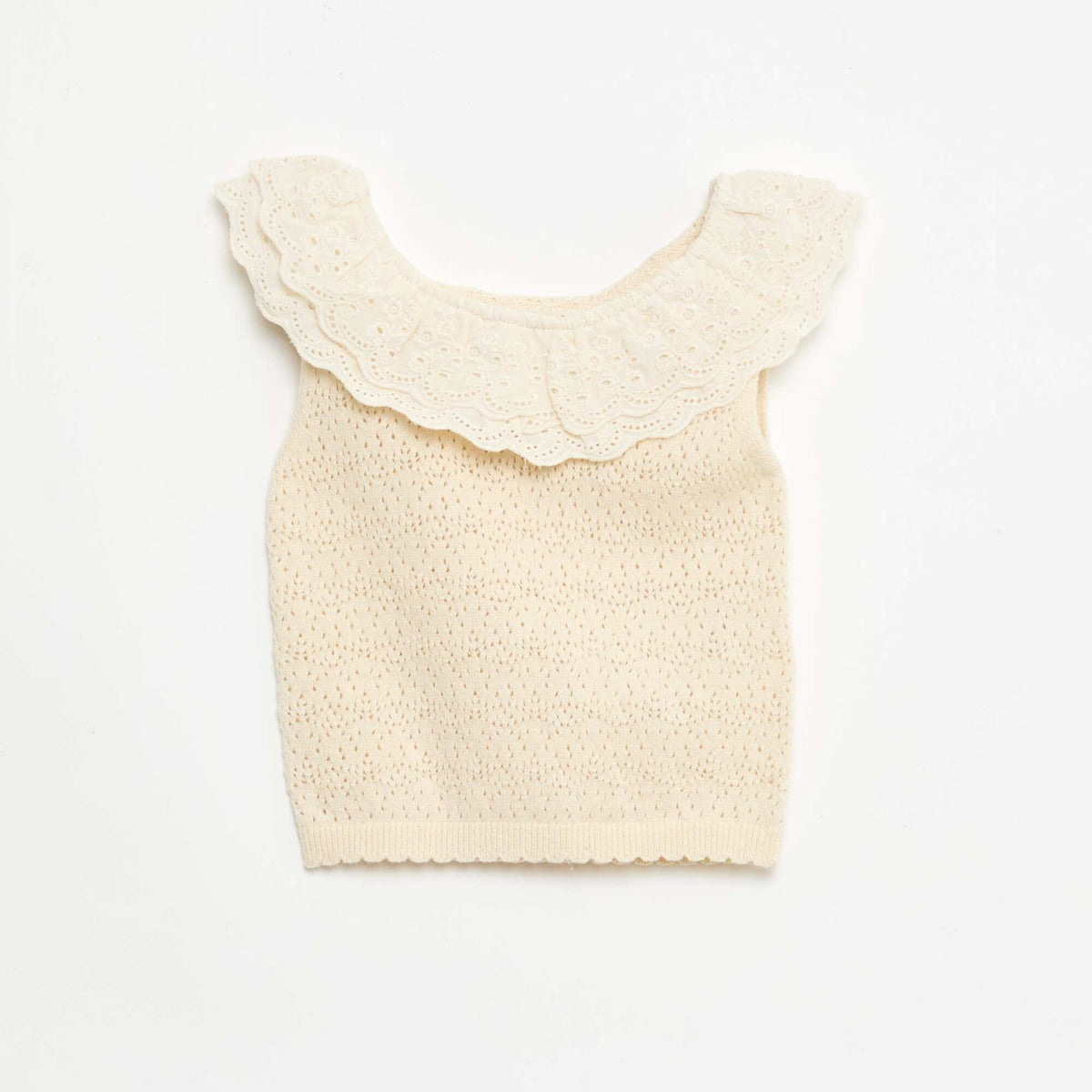 Pull sans manches en tricot ECRU