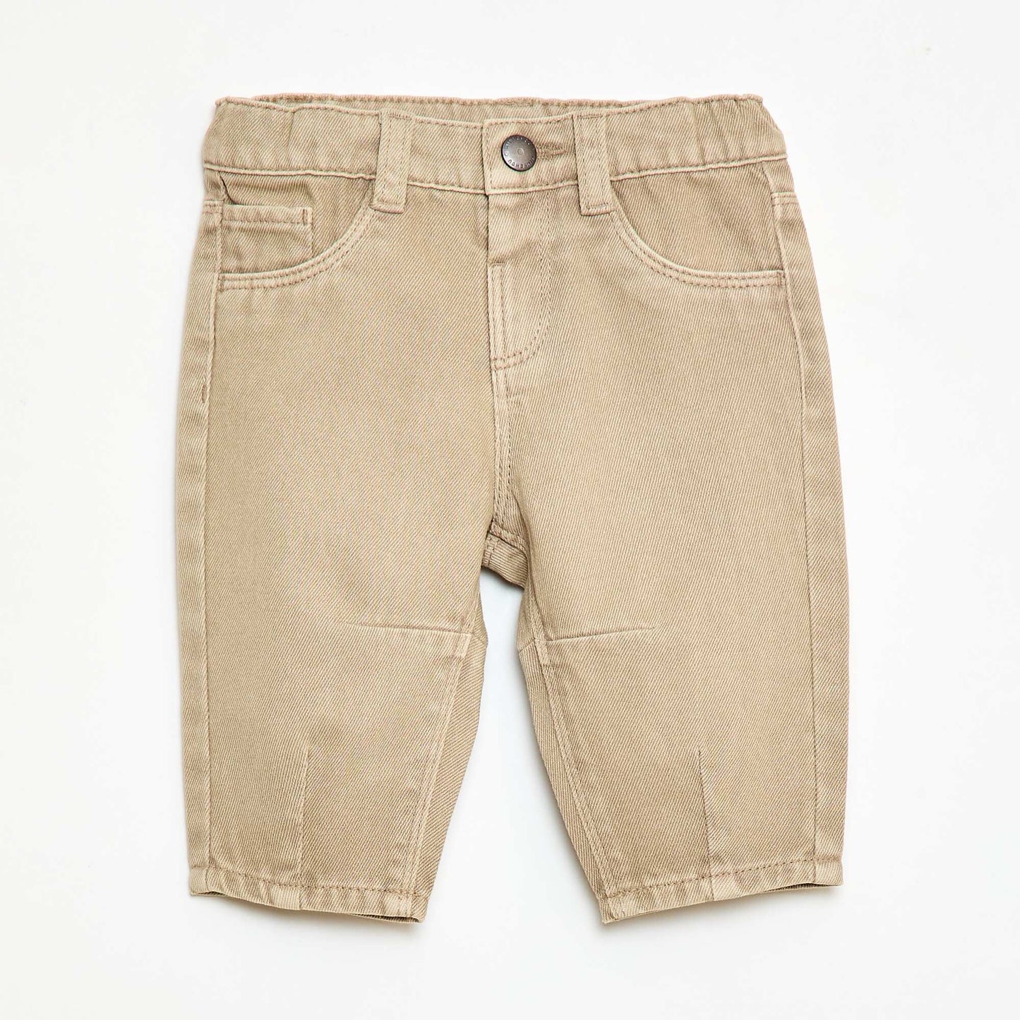 Pantalon paperbag en twill de coton BEIGE