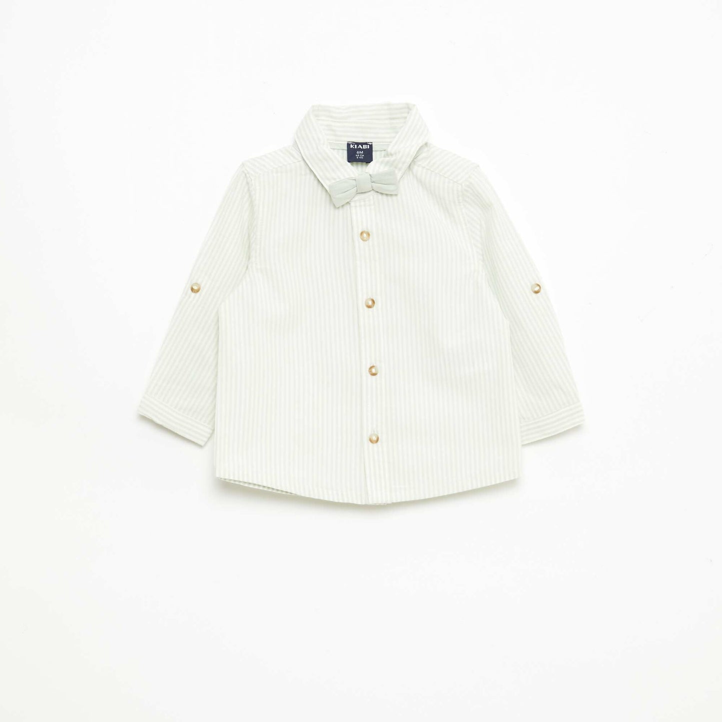 Chemise en coton avec nœud papillon amovible BLANC