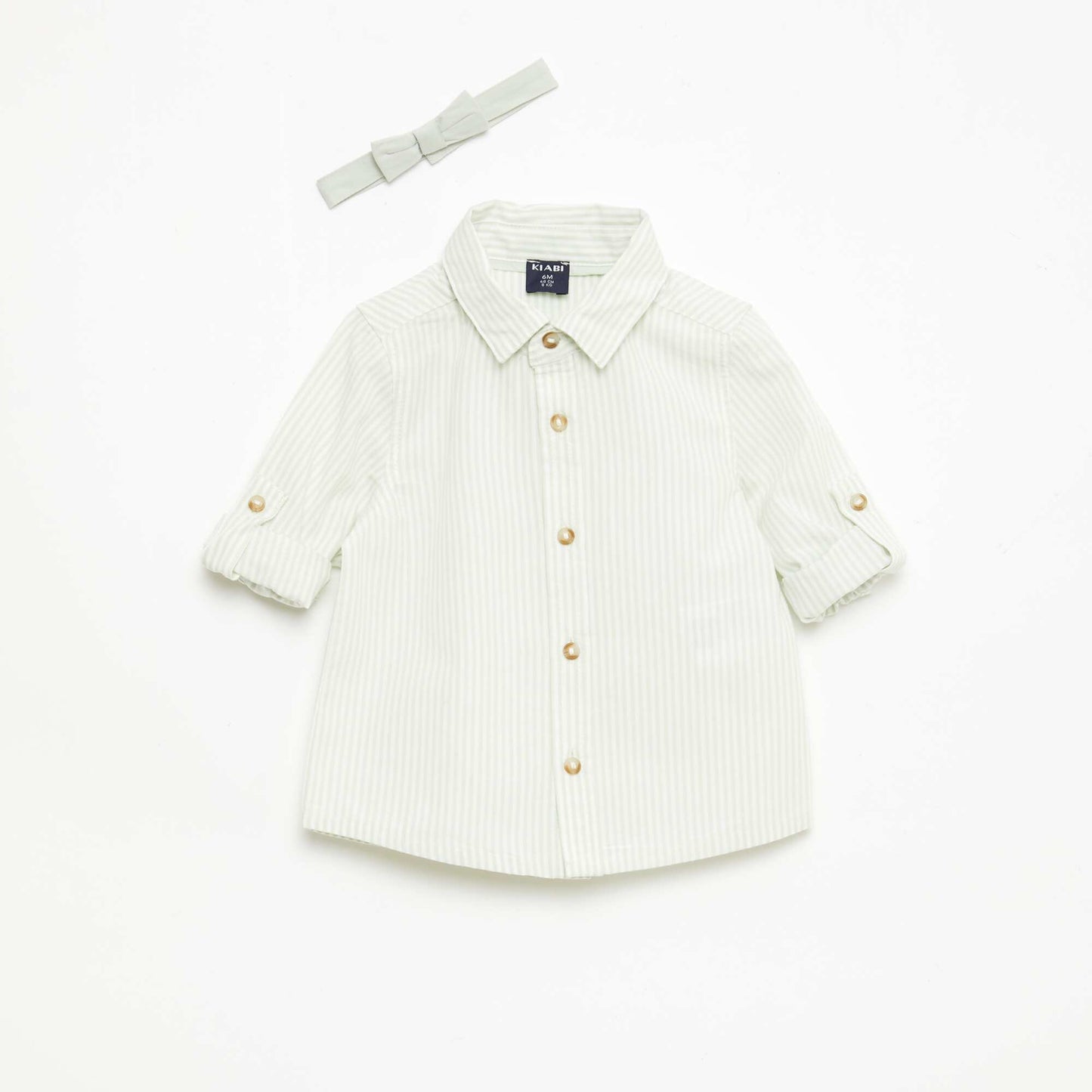 Chemise en coton avec nœud papillon amovible BLANC