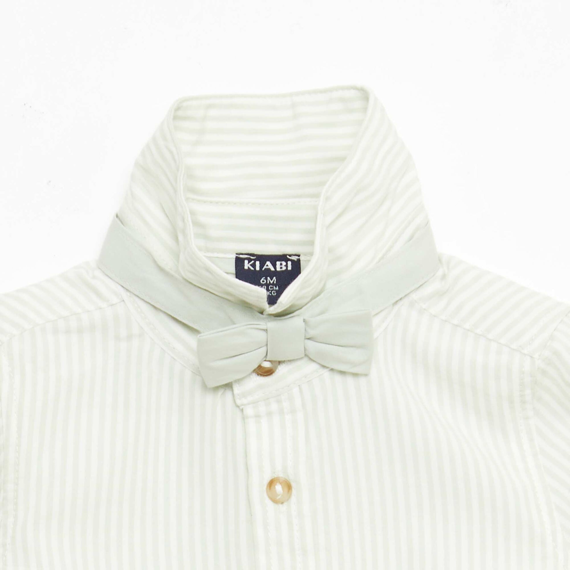 Chemise en coton avec nœud papillon amovible BLANC