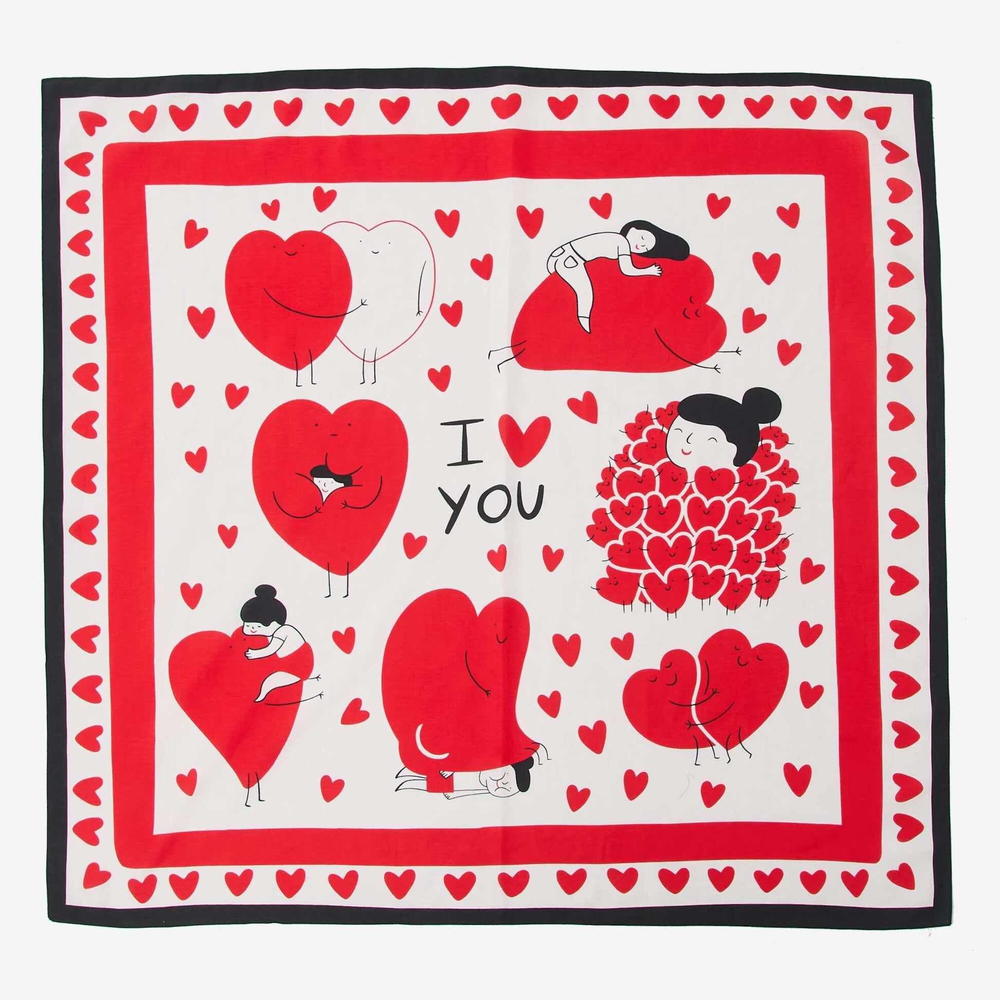Foulard imprimé fantaisie (100x100 cm)  'Agathe Sorlet x Kiabi' - Saint-Valentin BLANC
