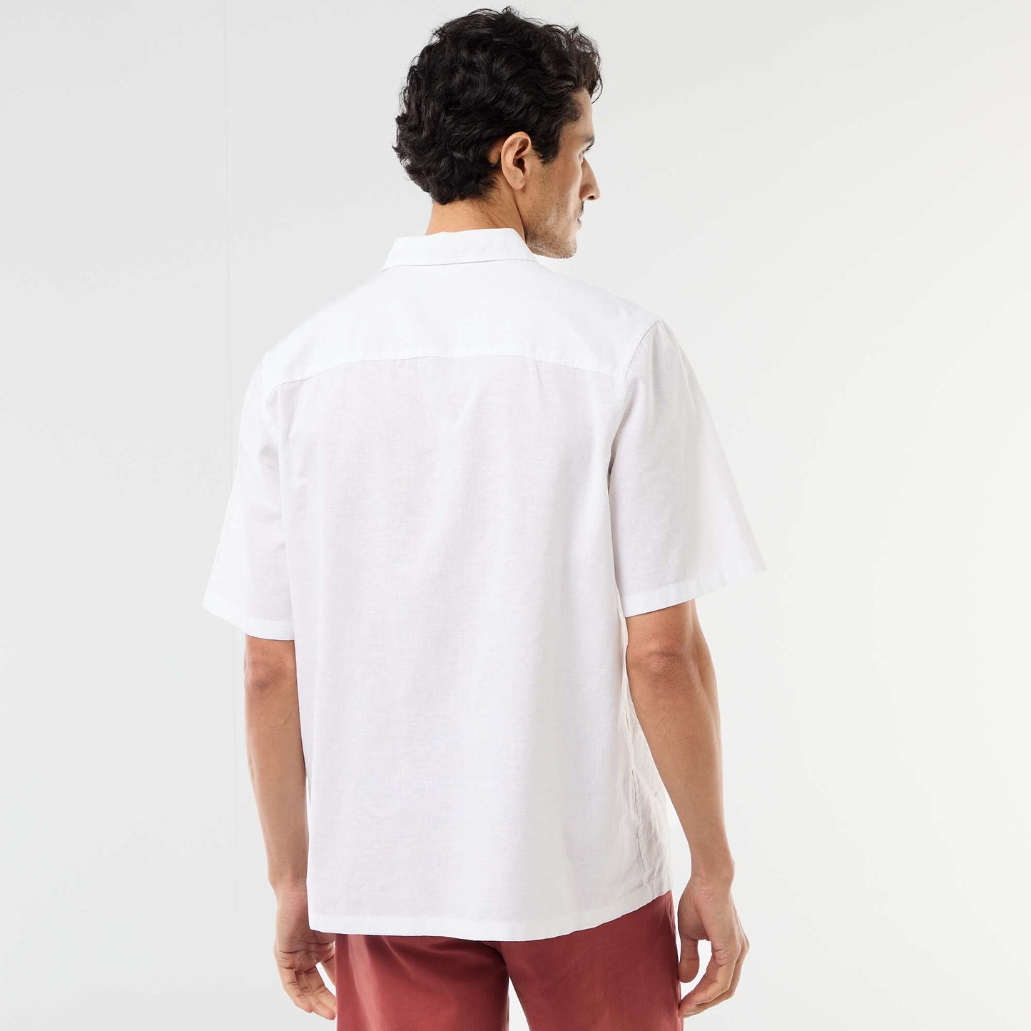 Chemise à manches courtes en lin mélangé BLANC