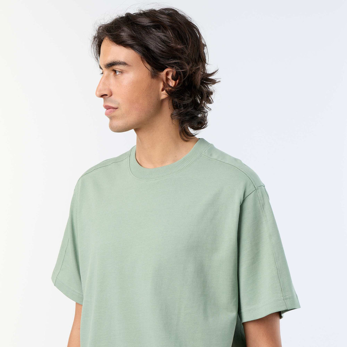 Tee-shirt uni coupe confort fit / oversize à manches courtes VERT