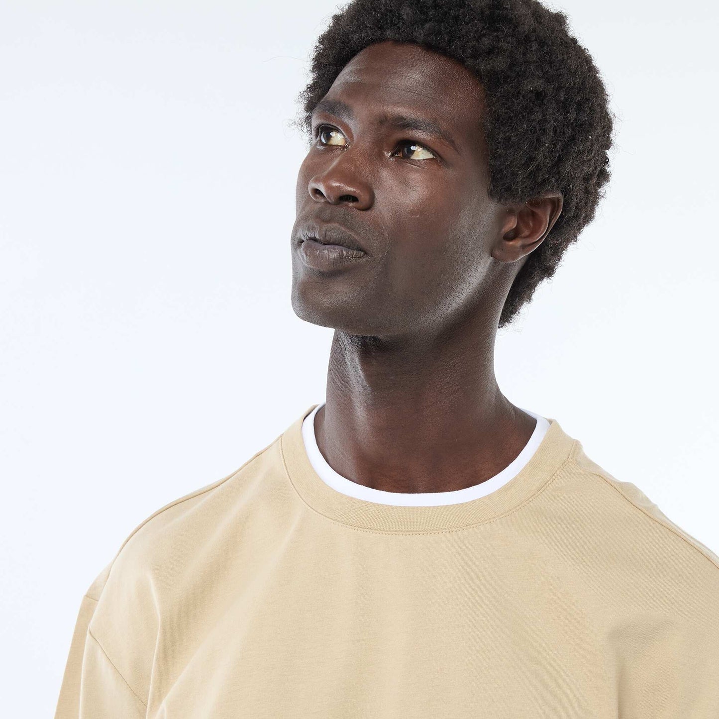 T-shirt effet 2-en-1 à manches courtes BEIGE