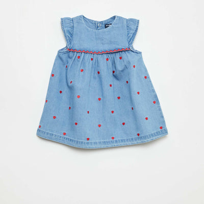 Robe à manches courtes en denim léger BLEU